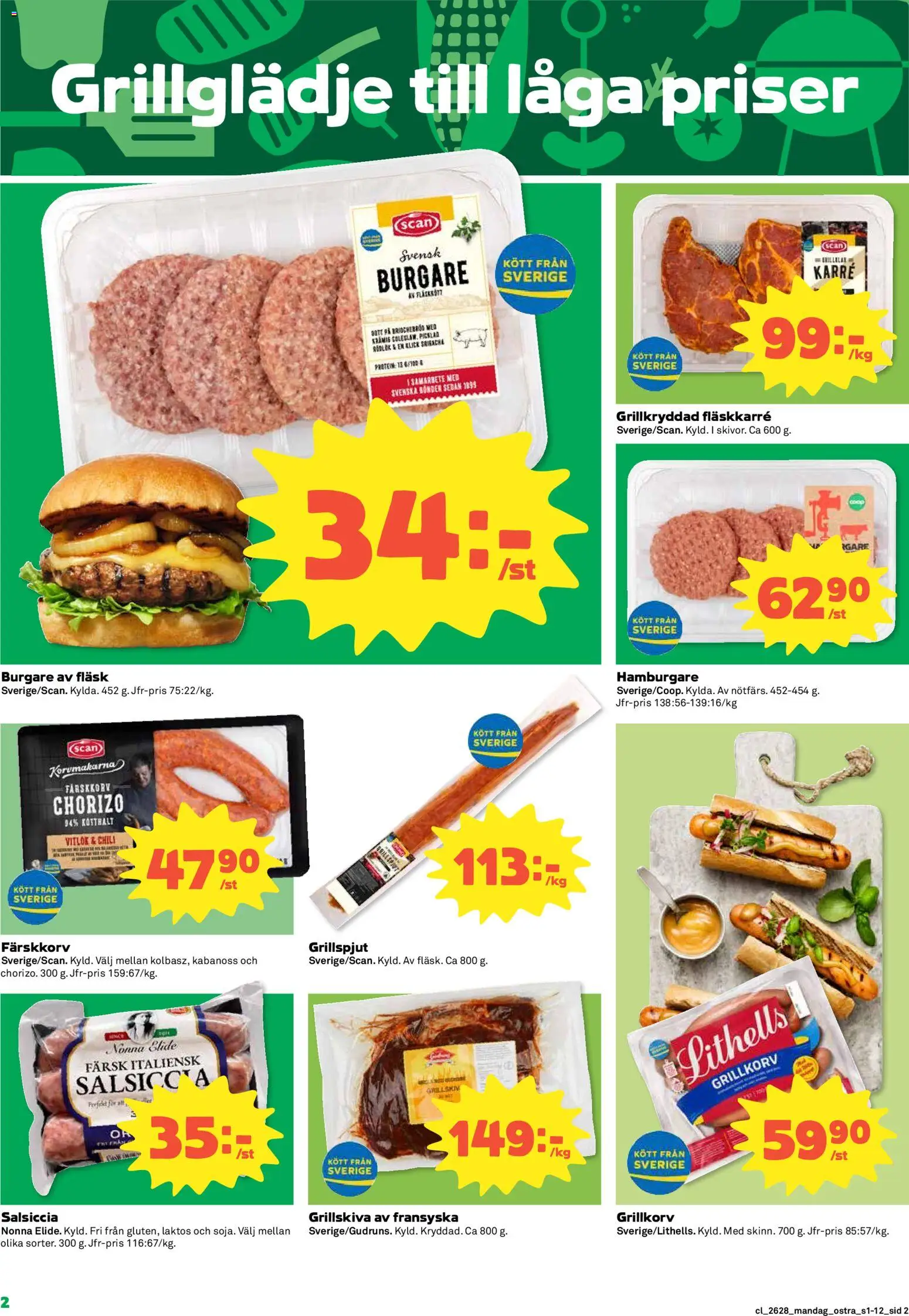 Coop Daglivs reklamblad aktuell från 06/07/2026 | Sida: 2 | Produkter: Hamburgare, Chili, Fläsk, Chorizo