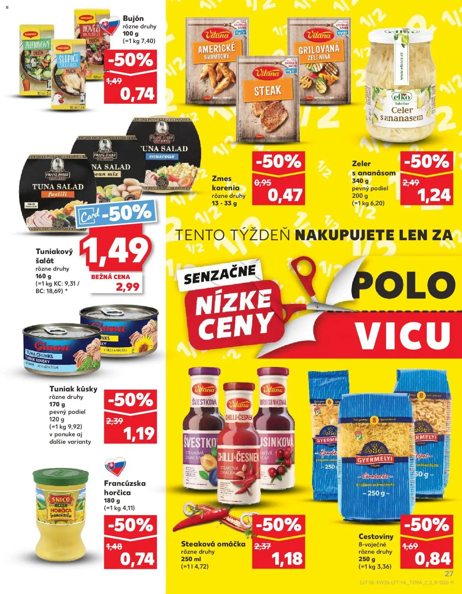 Nové Kaufland akcie – leták je platný od 25.06.2026 | Strana: 27 | Produkty: Bujón, Chilli, Šalát, Steak
