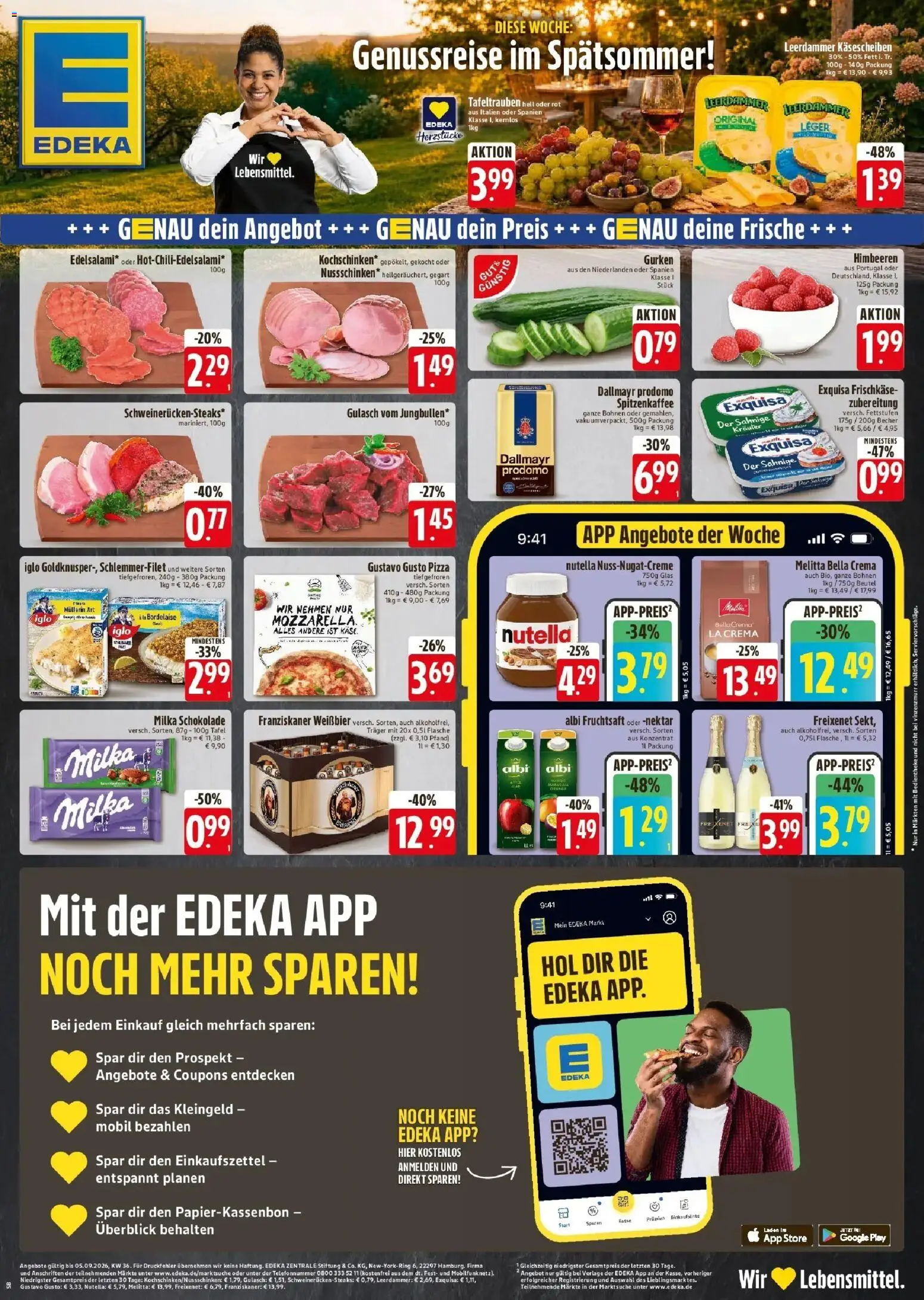 Edeka Prospekt Regensburg (ab 03.09.2026) » Angebote Online | Seite: 1 | Produkte: Gustavo gusto, Nutella, Dallmayr, Gulasch