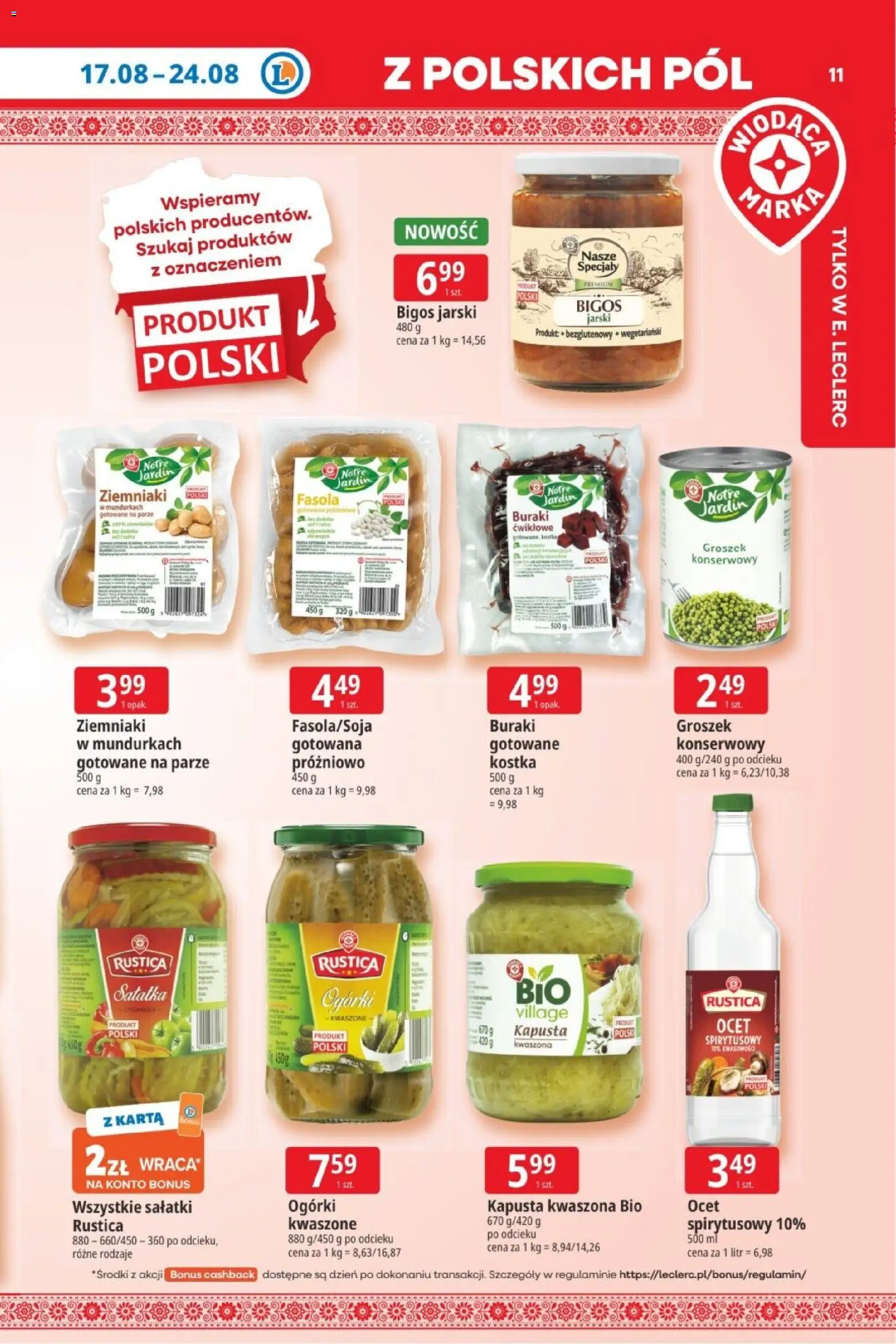 E.Leclerc gazetka od 17.08.2026 | Strona: 11 | Produkty: Karta, Sałatki, Fasola, Sałatka