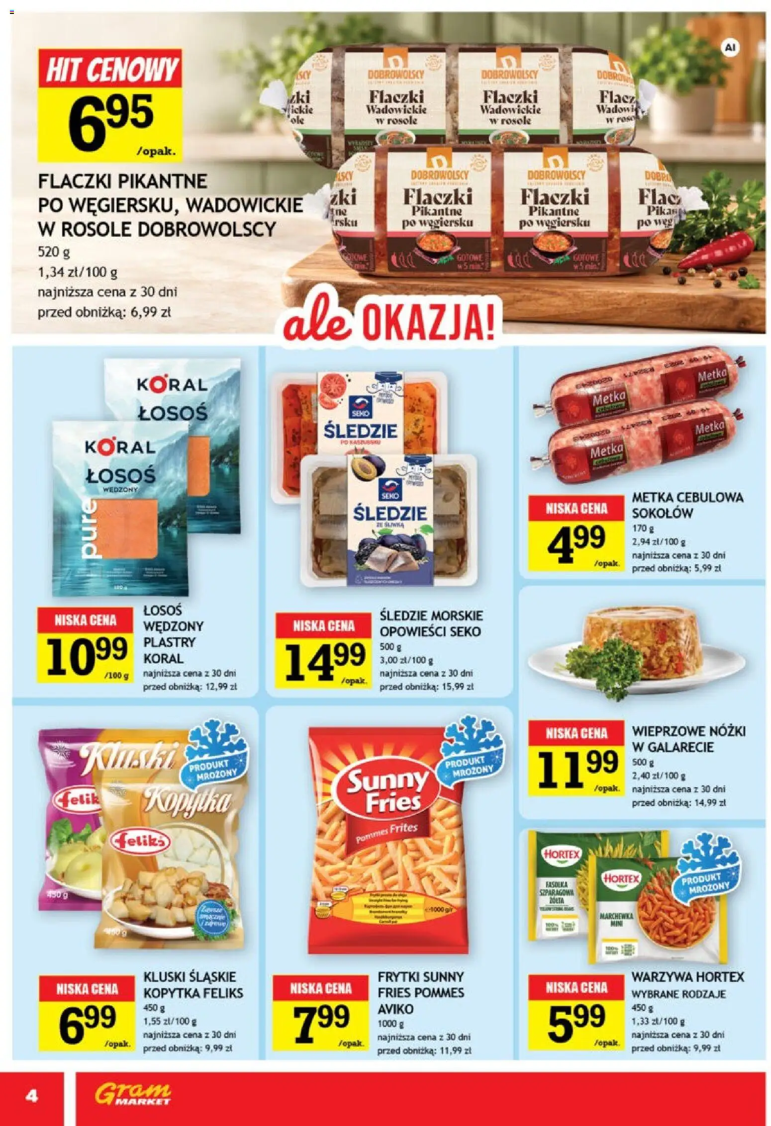 Gram Market gazetka od 28.10.2026 | Strona: 4 | Produkty: Łosoś wędzony, Kluski śląskie, Łosoś, Marchewka