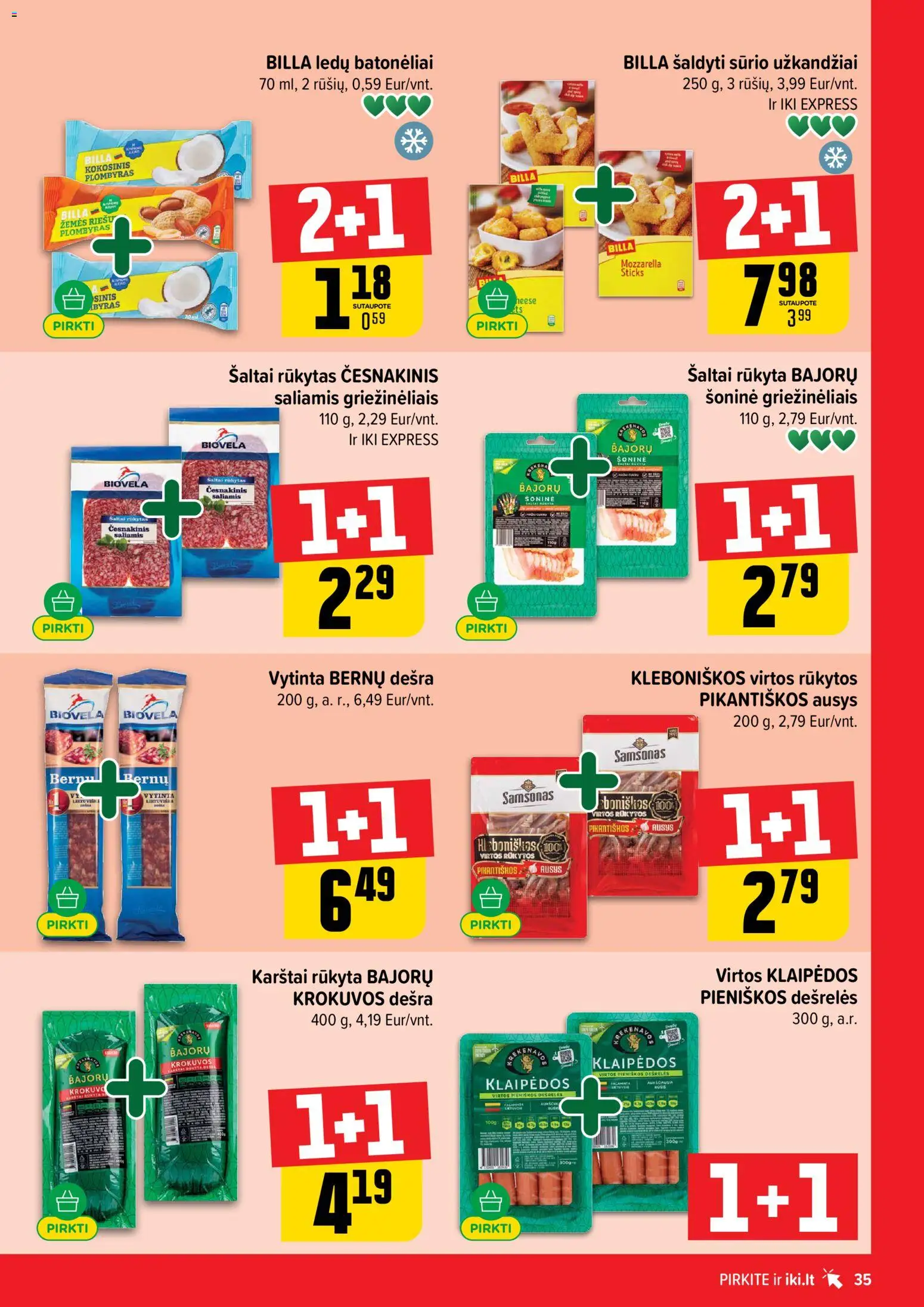 IKI akcijos nuo 25.05.2026 | Puslapis: 35 | Prekių: Dešrelės, Saliamis, Plombyras, Dešra
