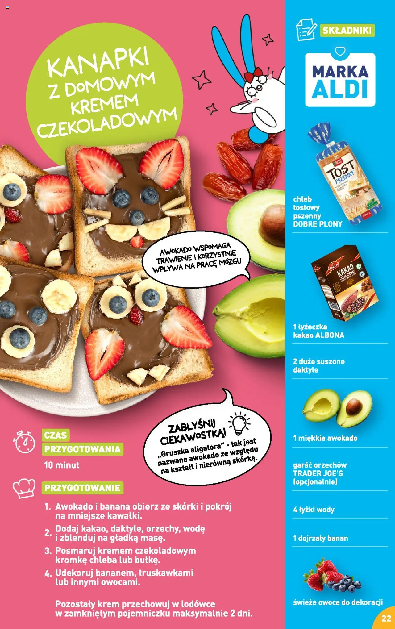 Aldi Gazetka - Przepisy na pyszne śniadanie od 05.08.2024 | Strona: 22 | Produkty: Daktyle, Chleb, Awokado, Owoce