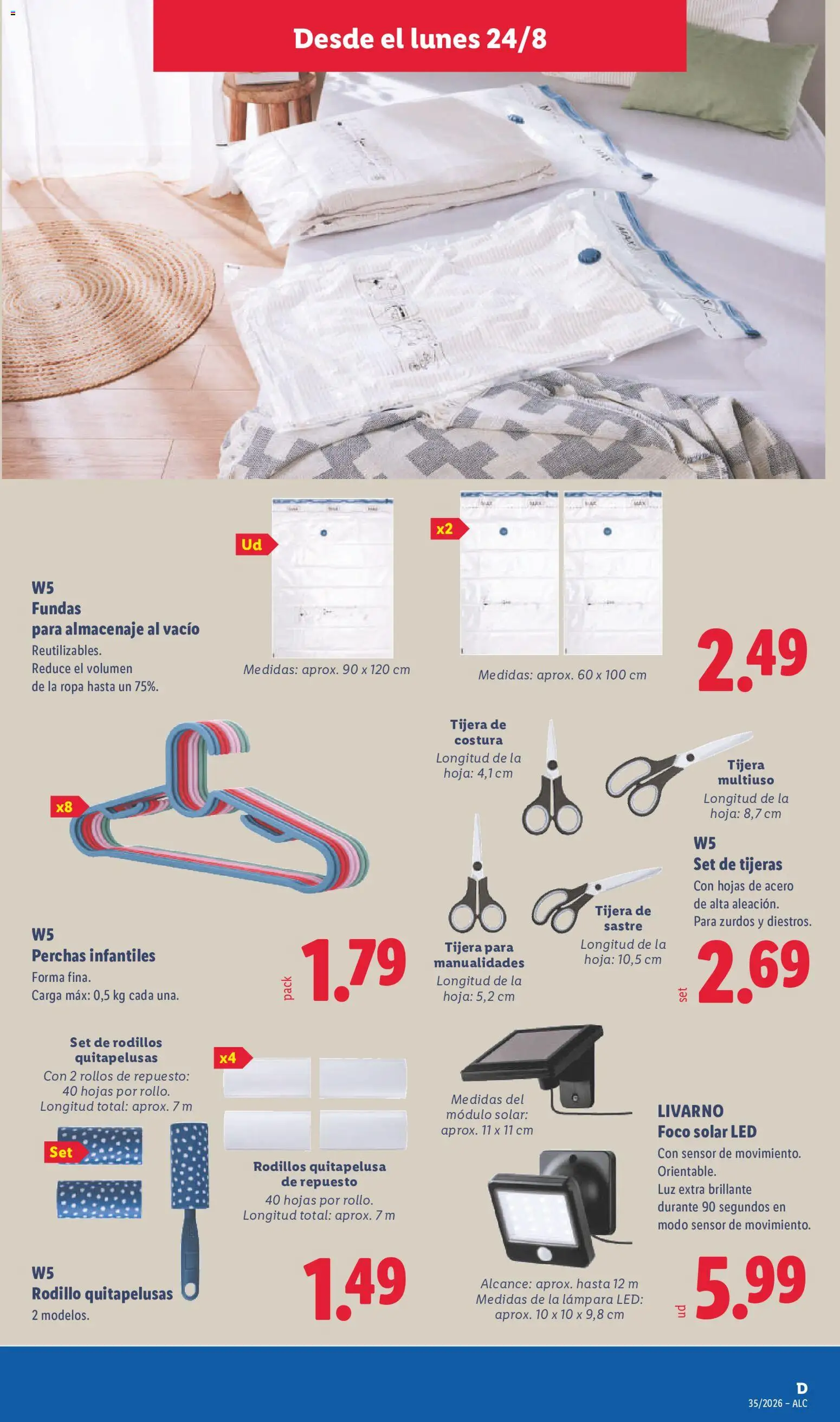 Lidl folleto de bazar │ válido desde el 24/08/2026 | Página: 15 | Productos: Ropa, Quitapelusas, Almacenaje, Lámpara
