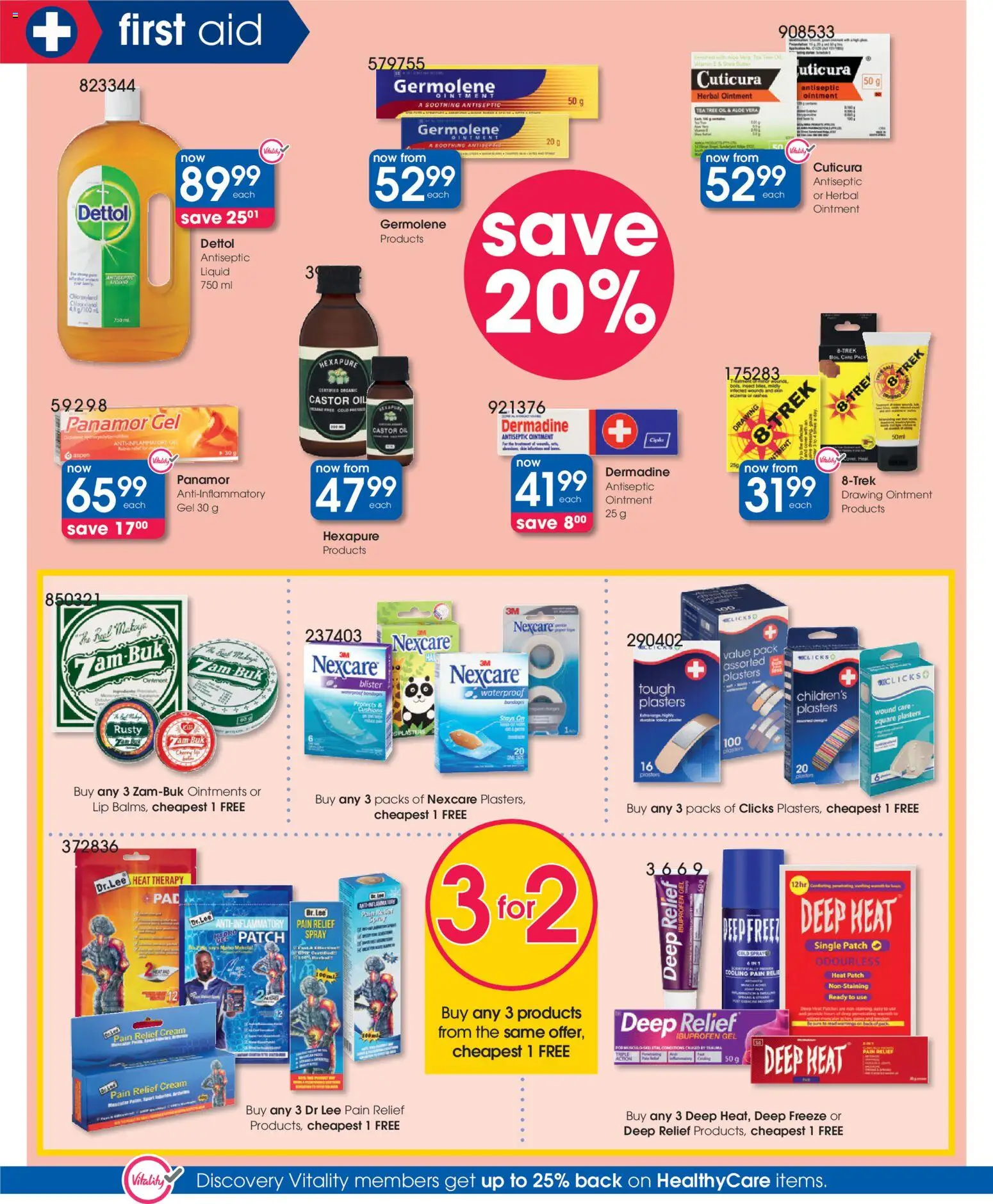 New Clicks catalogue – valid from 23.04.2026 | Page: 28 | Products: Antiseptic liquid, Oil, Tea, Lip balm