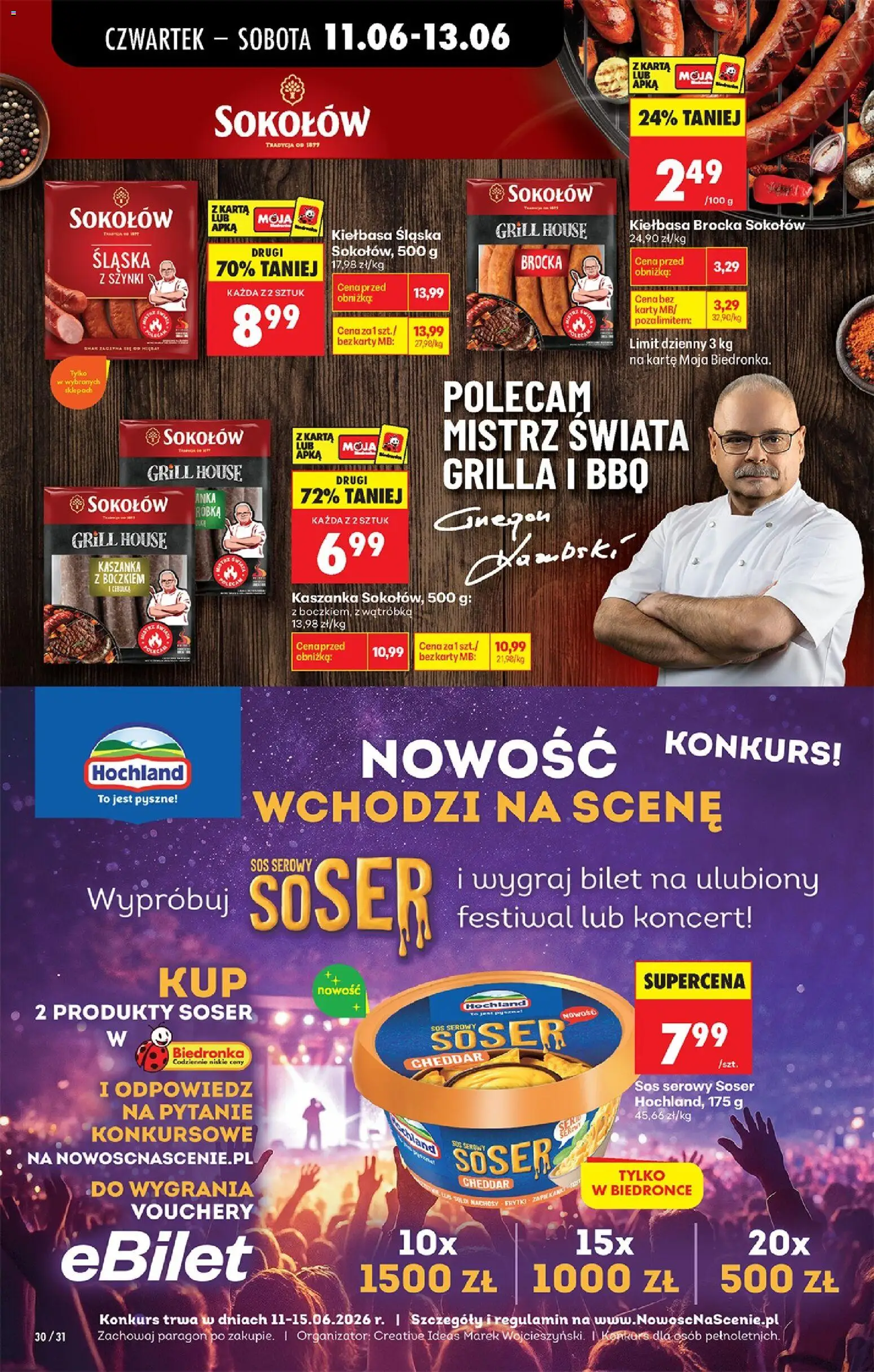 Biedronka gazetka od czwartku od 11.06.2026 | Strona: 36 | Produkty: Grill, Kaszanka, Cheddar, Sos