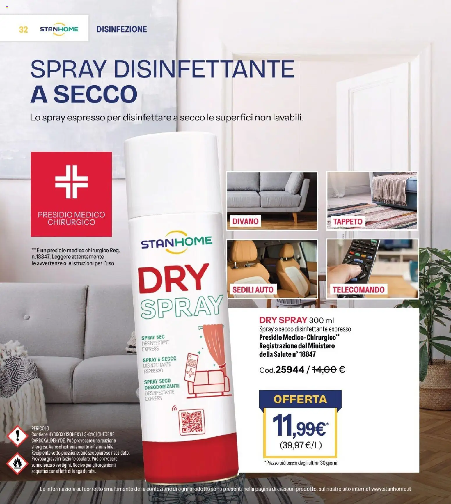 Volantino Stanhome del 14/07/2026 | Pagina: 33 | Prodotti: Spray disinfettante, Telecomando, Divano, Tappeto