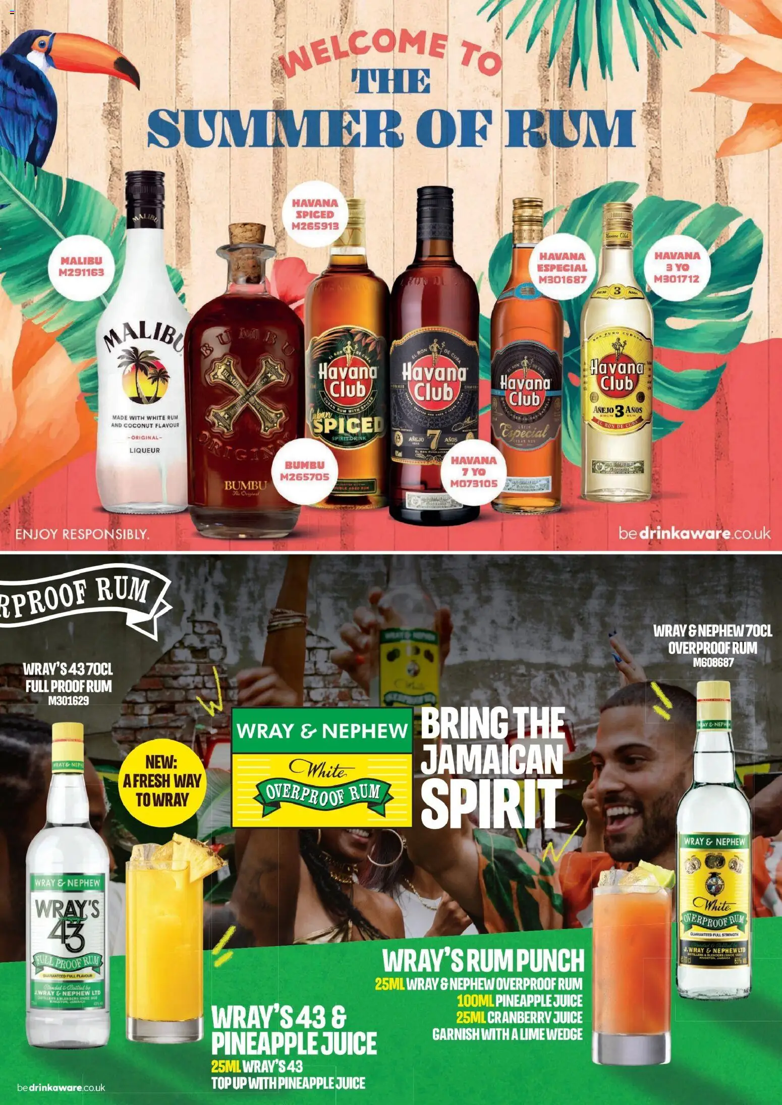 {H1} | Page: 69 | Products: Pineapple juice, Malibu, Havana Club, Coconut