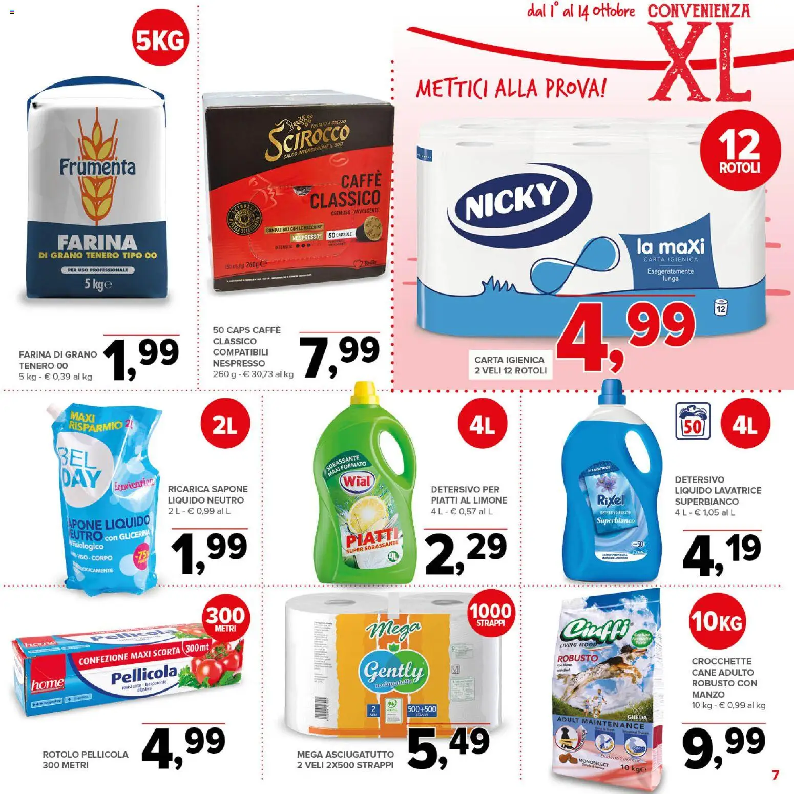 Volantino Todis del 01/10/2026 | Pagina: 7 | Prodotti: Sapone, Farina, Lavatrice, Pellicola