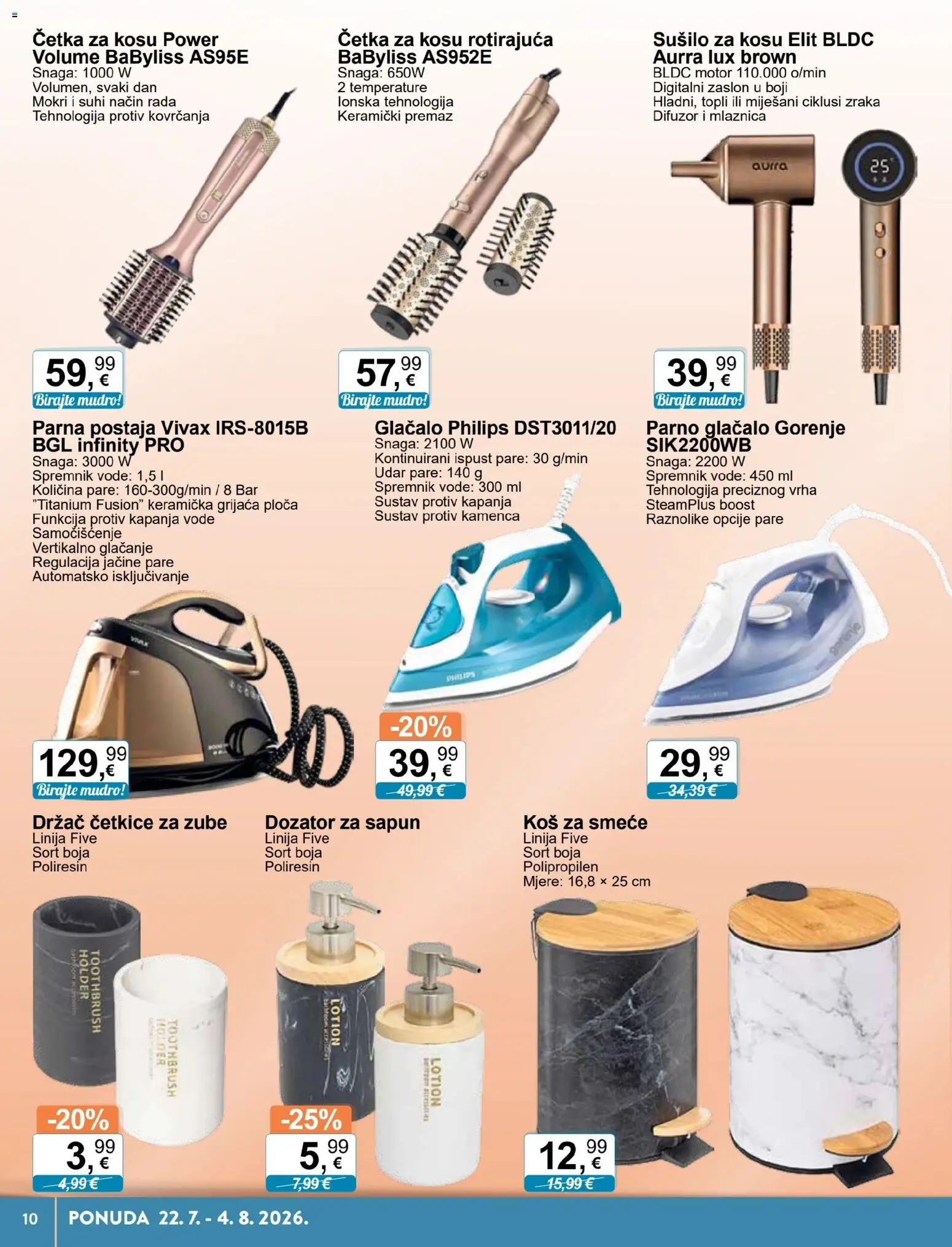 KTC katalog | vrijedi od 22.07.2026 | Stranica: 10 | Proizvodi: Sušilo za kosu, Parna postaja, Četka, Četka za kosu