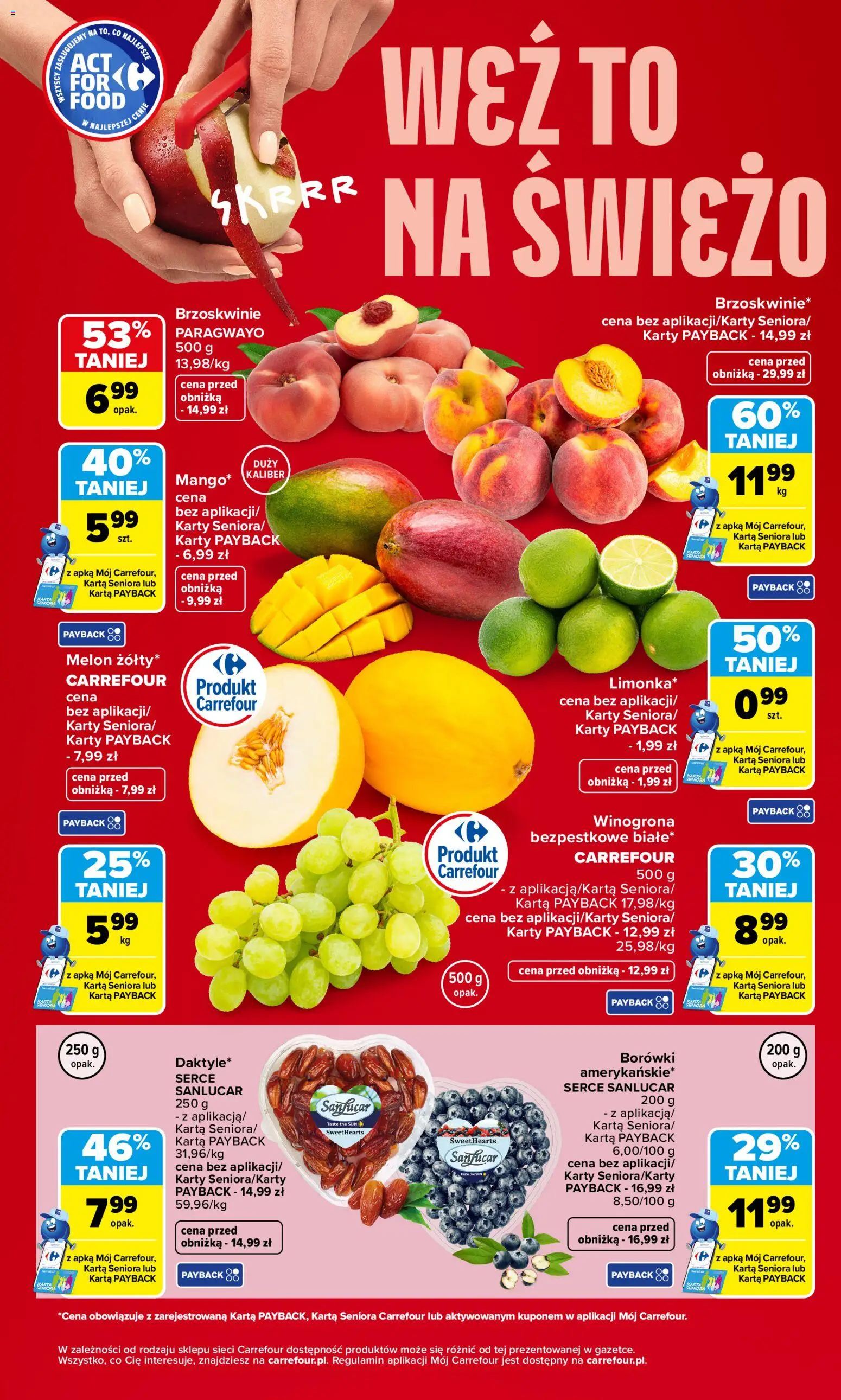 Carrefour gazetka - Weź to na świeżo od 25.05.2026 | Strona: 5 | Produkty: Karta, Winogrona, Melon, Brzoskwinie