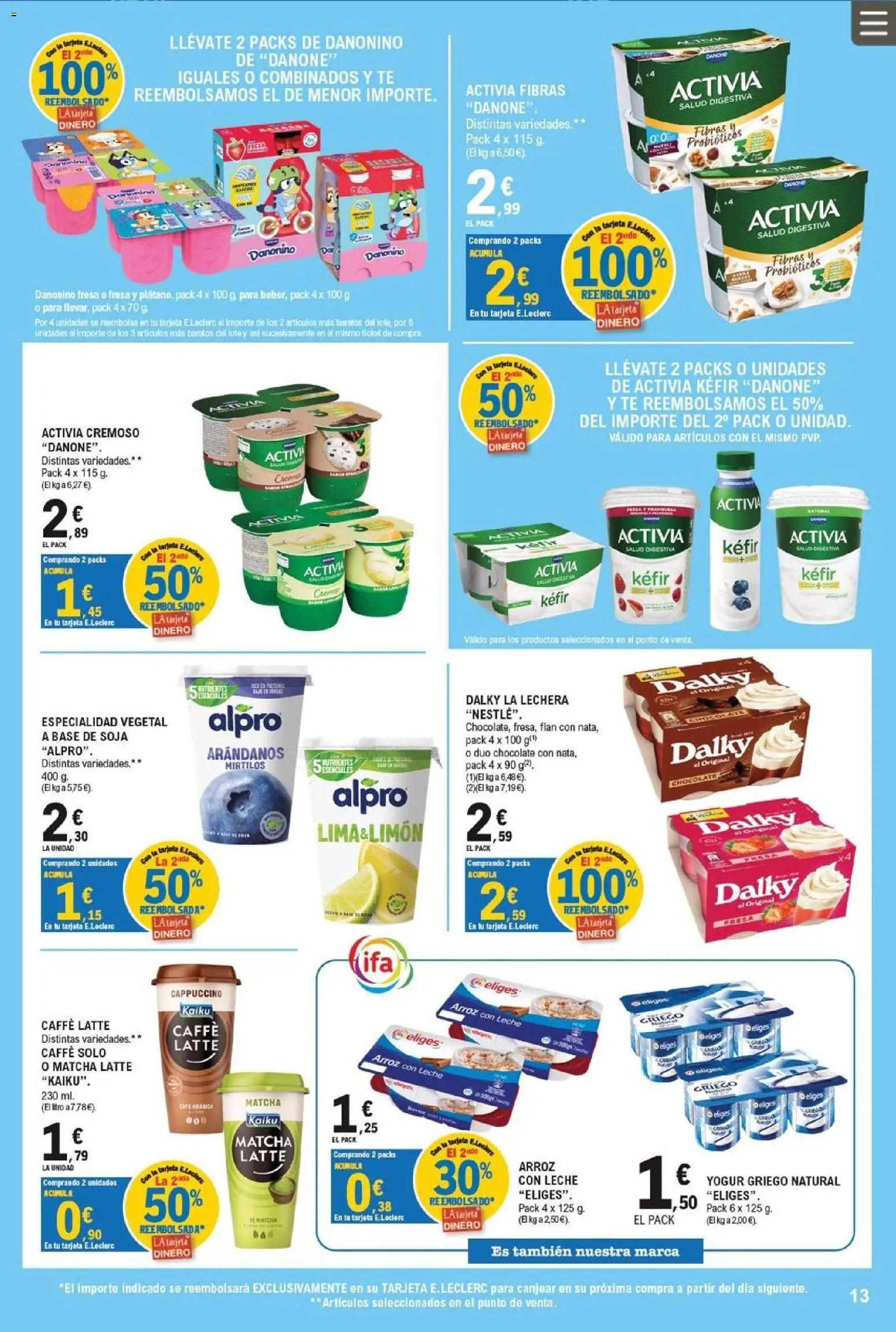 E.Leclerc folleto │ válido desde el 26/08/2026 | Página: 13 | Productos: Café, Chocolate, Probióticos, Matcha