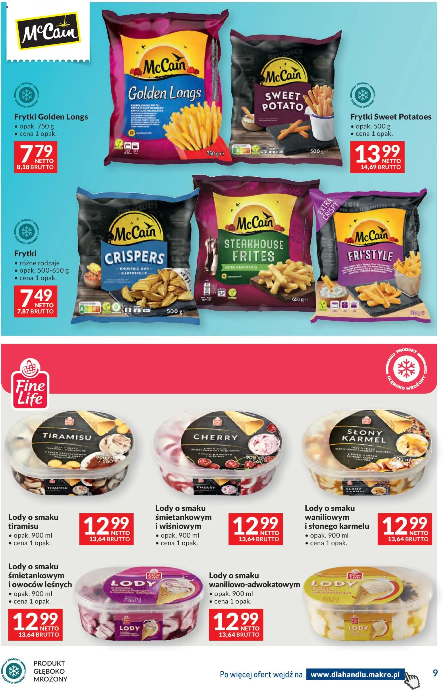 Makro gazetka - Dystrybucja do sklepów od 12.05.2026 | Strona: 9 | Produkty: Tiramisu, Frytki, Lody