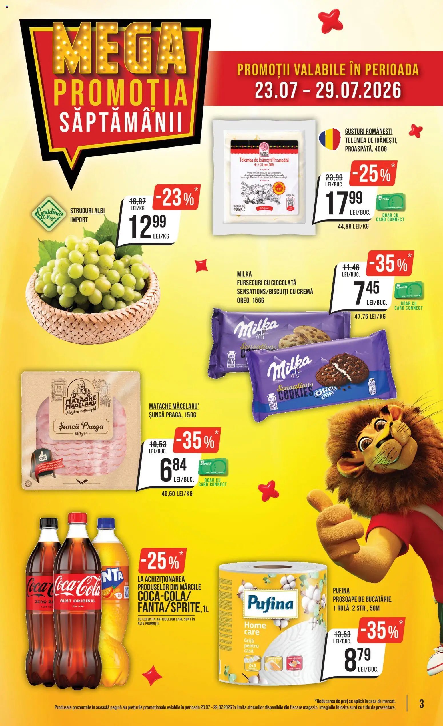Noul catalog Mega Image – valabil de la 23.07.2026 | Pagină: 3 | Produse: Oreo, Gradina, Sunca praga, Cola