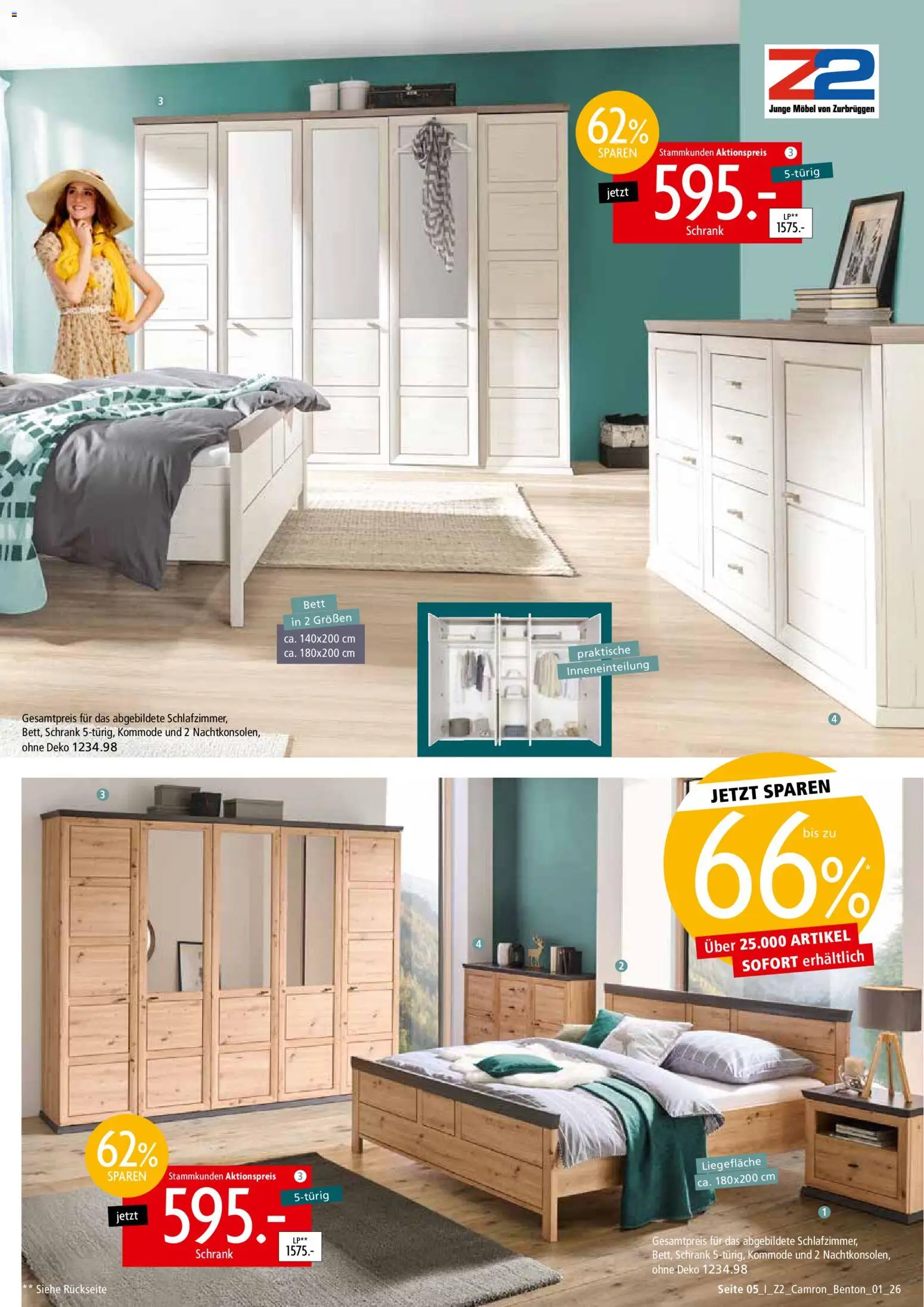 Zurbrüggen Wohnprogramm Camron oder Benton – gültig ab 08.08.2026 | Seite: 5 | Produkte: Bett, Kommode, Schrank