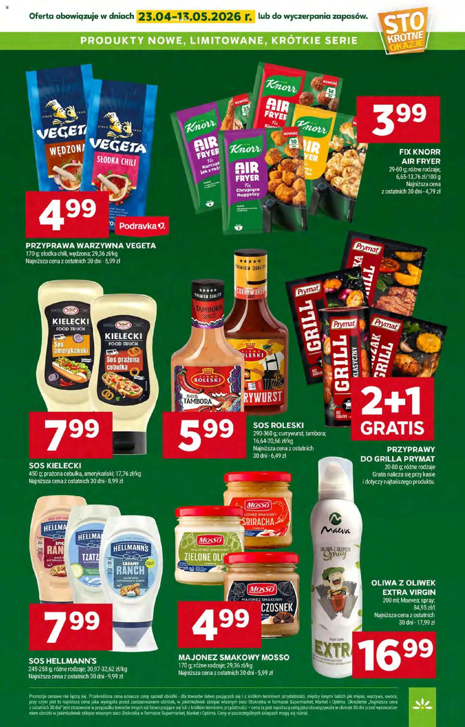 Stokrotka gazetka od 23.04.2026 | Strona: 36 | Produkty: Oliwa z oliwek, Oliwa z oliwek extra virgin, Sriracha, Majonez