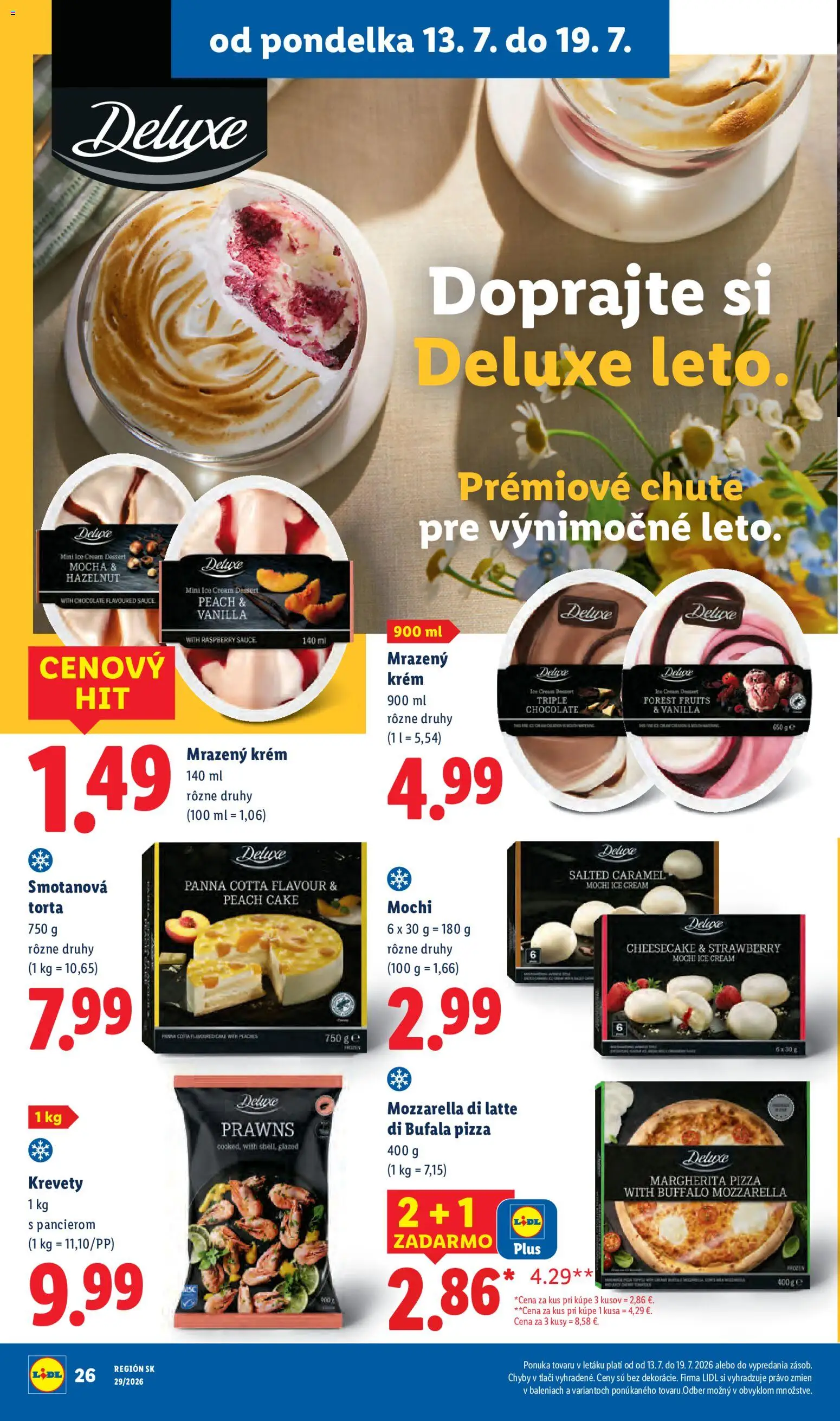 Nové Lidl akcie – leták je platný od 13.07.2026 | Strana: 30 | Produkty: Pizza, Mozzarella, Torta, Krém