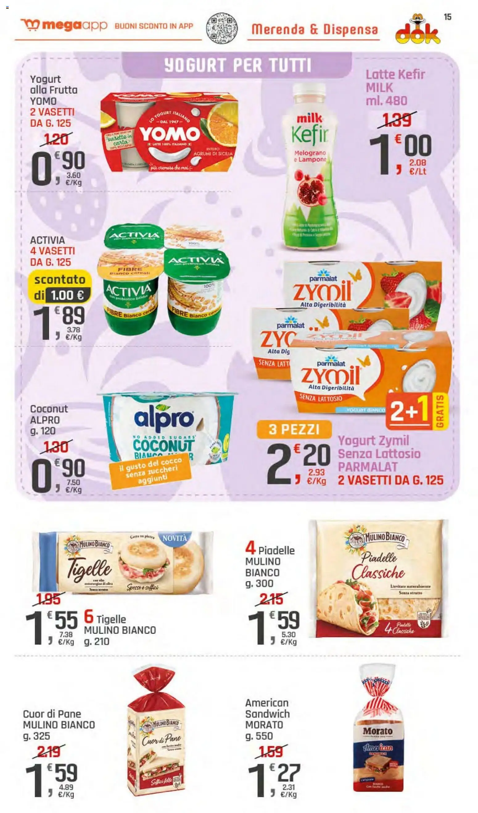 Volantino DOK del 11/09/2026 | Pagina: 15 | Prodotti: Kefir, Frutta, Latte, Senza lattosio