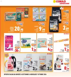 Anteprima del volantino LETTIERA ASSORBENTE PER GATTI CONAD prodotto in italia profumata agli agrumi 10 l, LETTIERA ASSORBENTE PER GATTI CONAD prodotto in italia profumata agli agrumi 10 l valido a partire dal 24/09/2026 | Pagina: 24 | Prodotti: Pesce, Forno, Letto, Salvaslip
