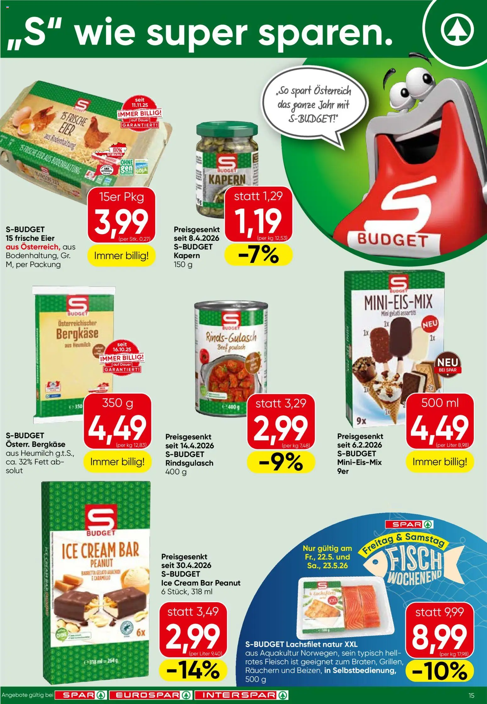 Spar Flugblatt - Wien gültig ab 21.05.2026 | Seite: 15 | Produkte: Eier, Fisch