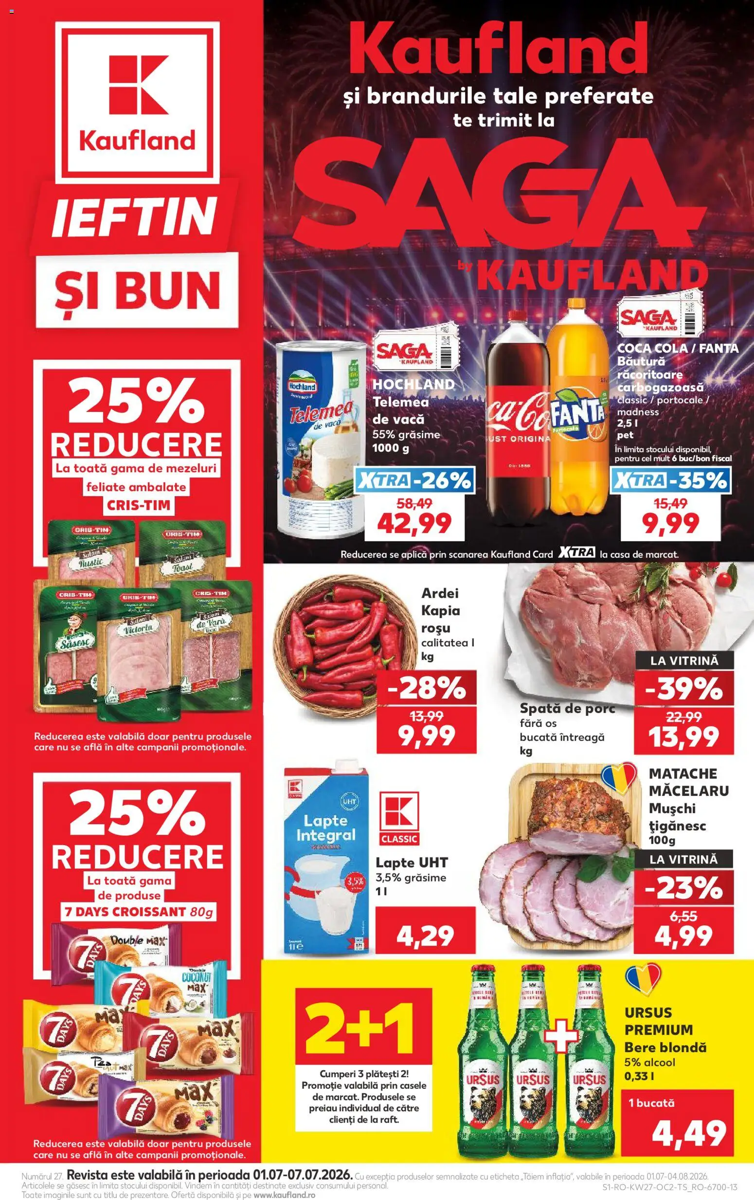 Noul catalog Kaufland – valabil de la 01.07.2026 | Pagină: 1 | Produse: Vitrină, Amerikan servis, Lapte, Portocale