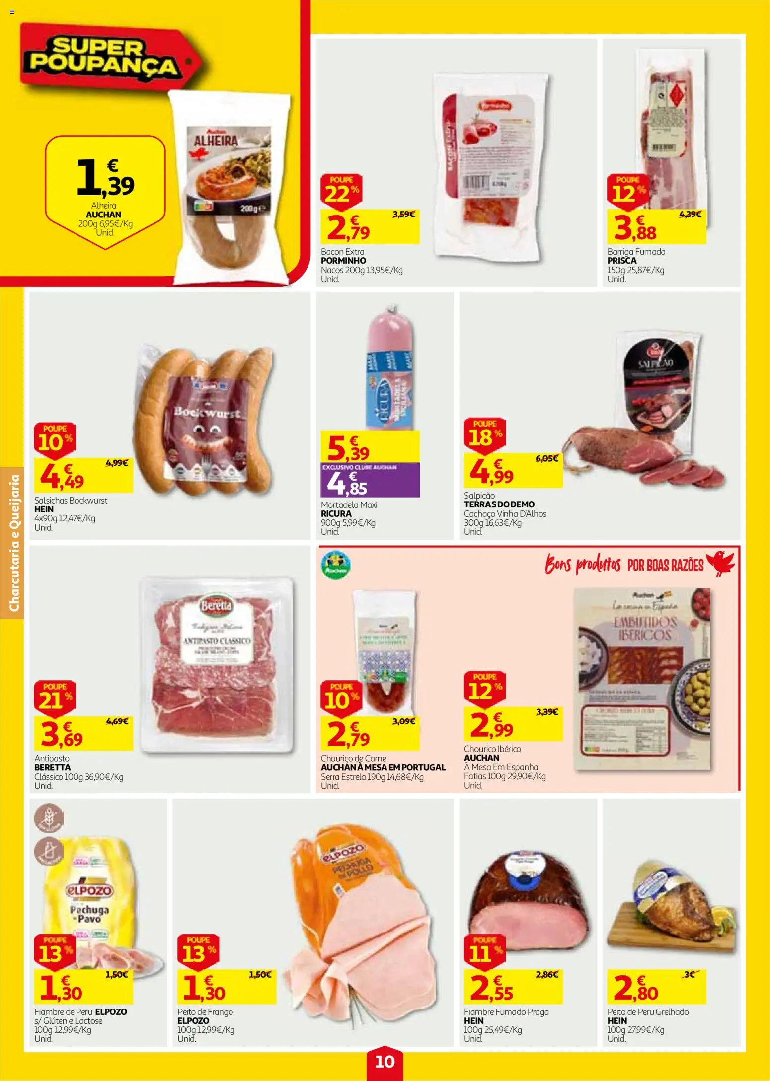 Auchan folheto │ válido de 24/09/2026 | Página: 10 | Produtos: Peito de frango, Peru, Mesa, Alheira