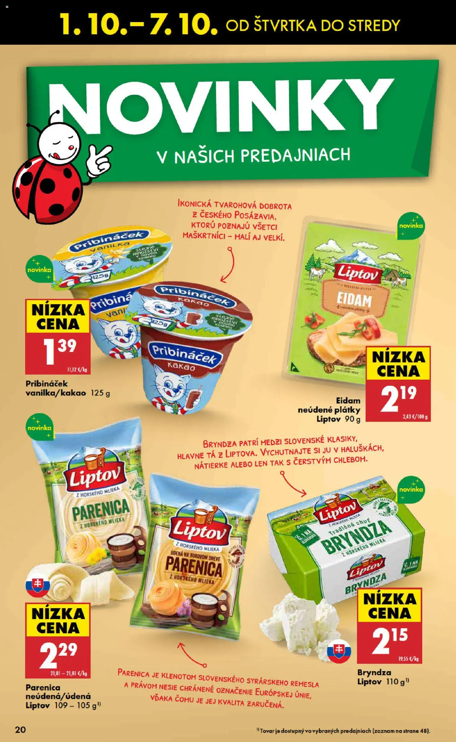 Nové Biedronka akcie – leták je platný od 01.10.2026 | Strana: 20 | Produkty: Eidam, Bryndza, Vanilka