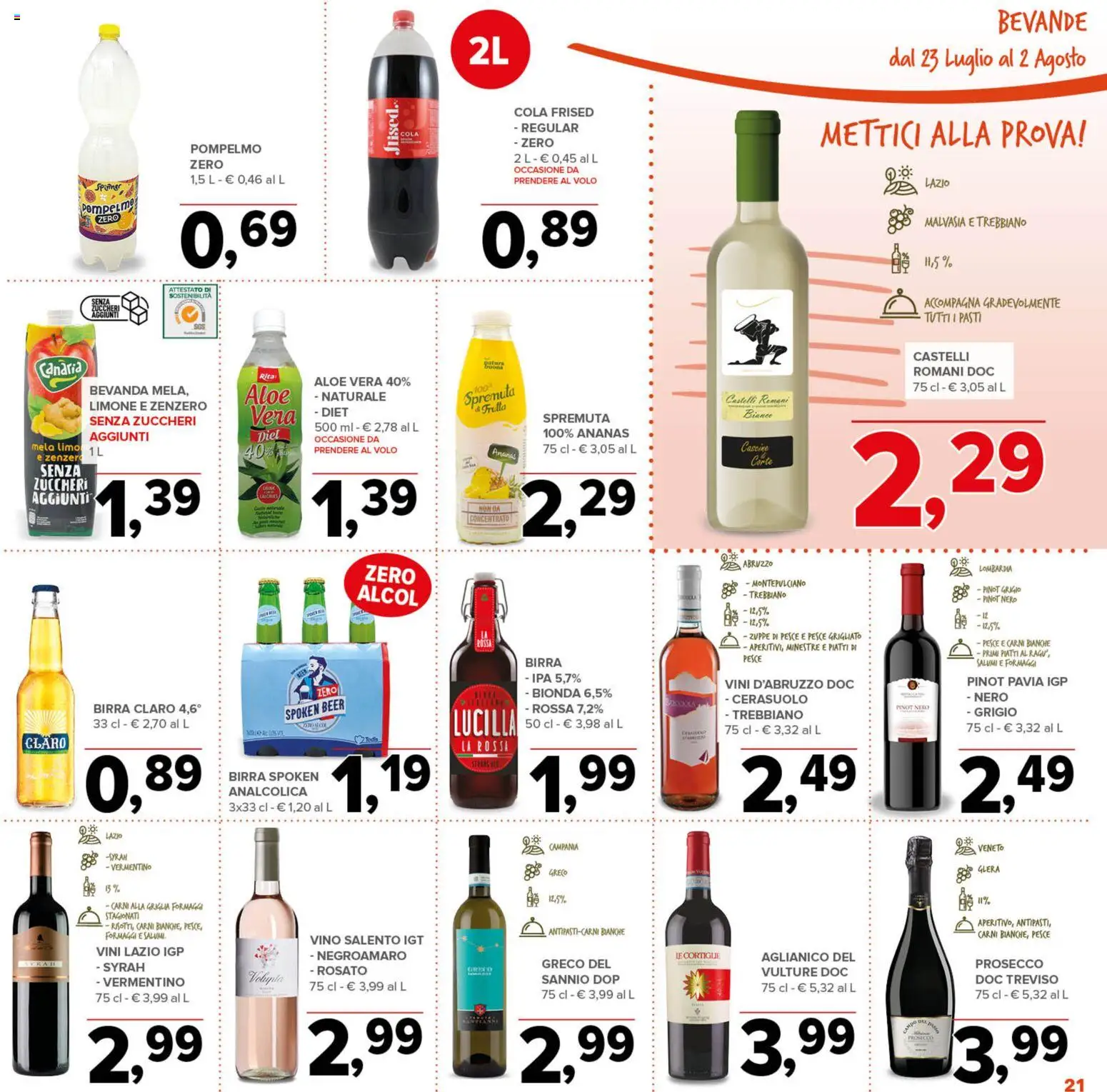 Volantino Todis del 23/07/2026 | Pagina: 21 | Prodotti: Pesce, Vino, Ananas, Aloe vera