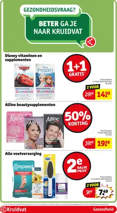 Disney vitaminen en supplementen, Multivitaminen Gummies voor kinderen, Cars en Frozen varianten - Voorbeeld van een folder van Kruidvat, geldig van 05.05.2026 | Pagina: 43 | Producten: La, Supplementen, Vitamine C, Kan