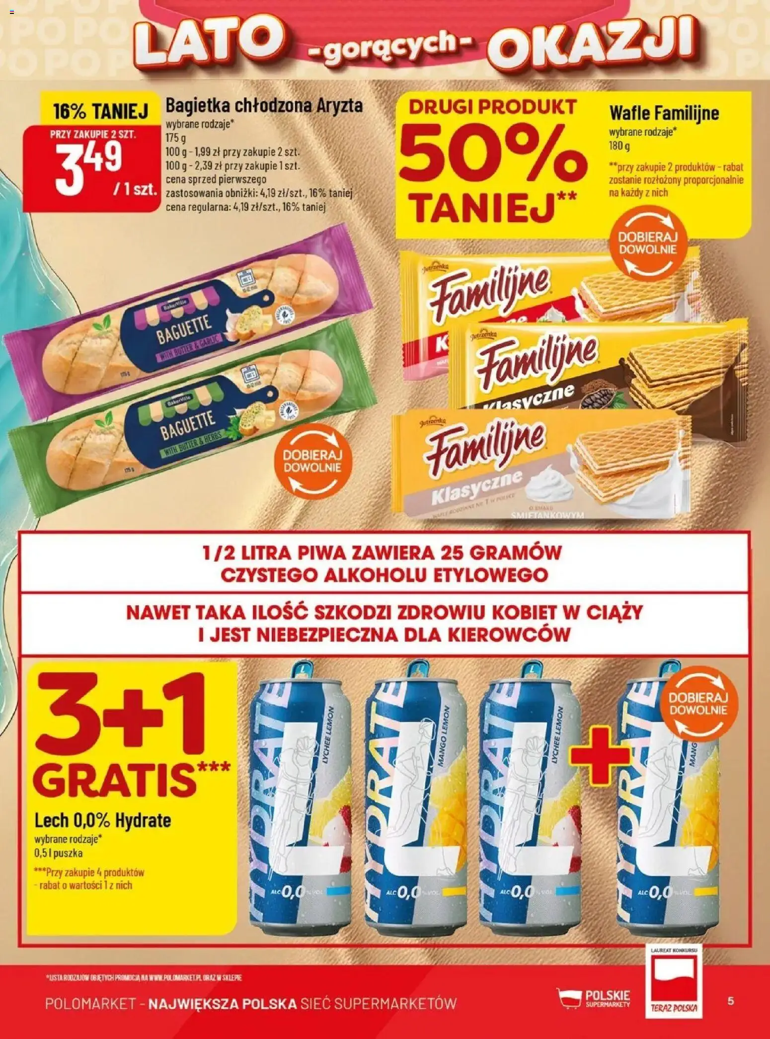 Nowa POLOmarket gazetka od jutra 19.08.2026 | Strona: 5 | Produkty: Mango, Lech, Wafle, Bagietka