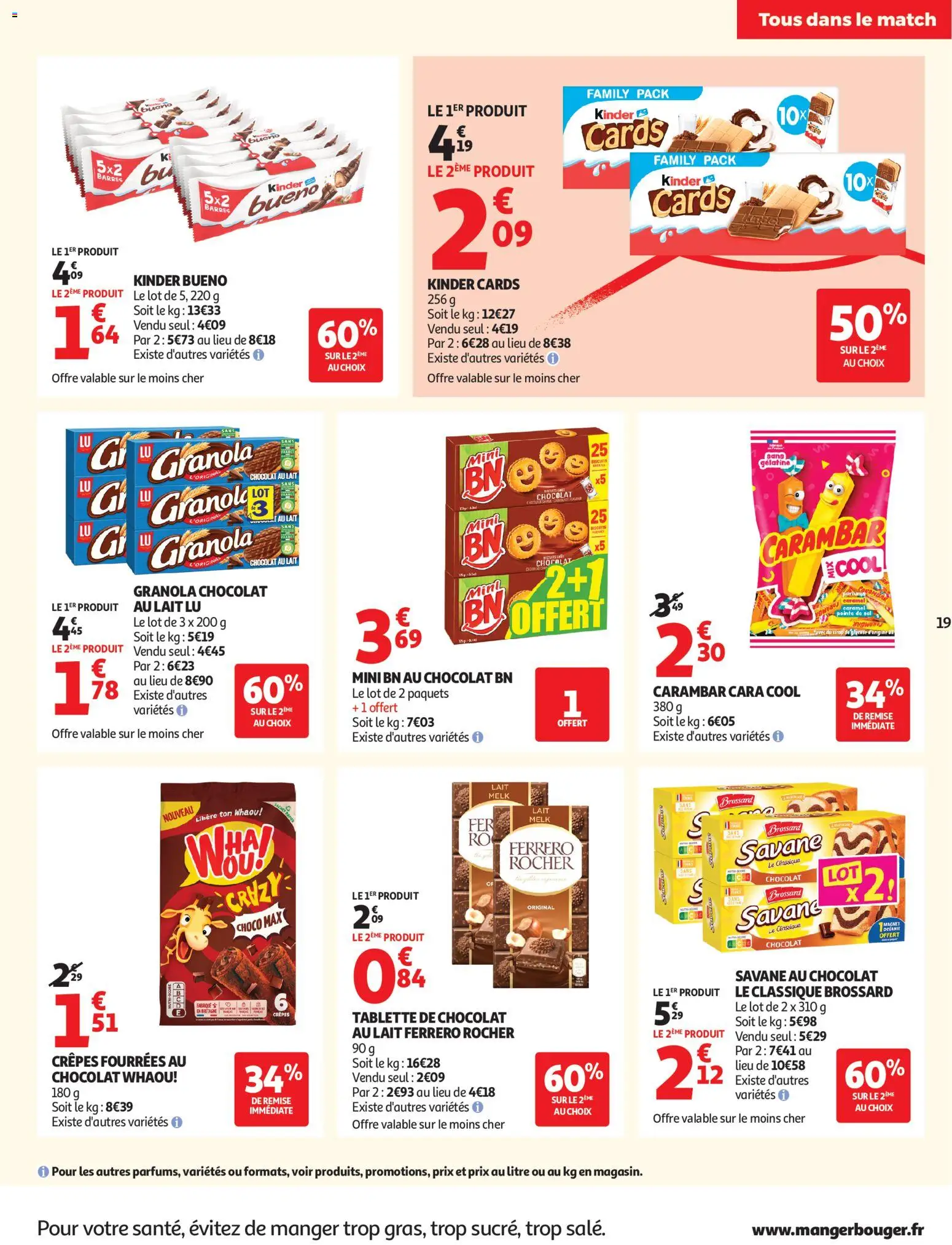 {H1} | Page: 19 | Produits: Tablette, Ferrero rocher, Lait, Granola