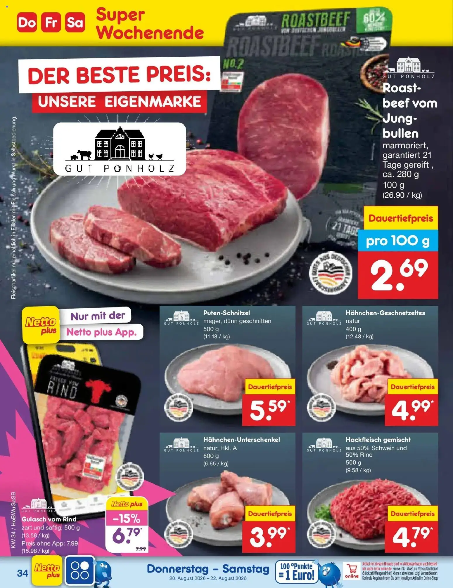Netto Marken-Discount Prospekt Stemwede-Dielingen – gültig ab 17.08.2026 | Seite: 52 | Produkte: Gulasch, Wurst, Fleisch, Hackfleisch
