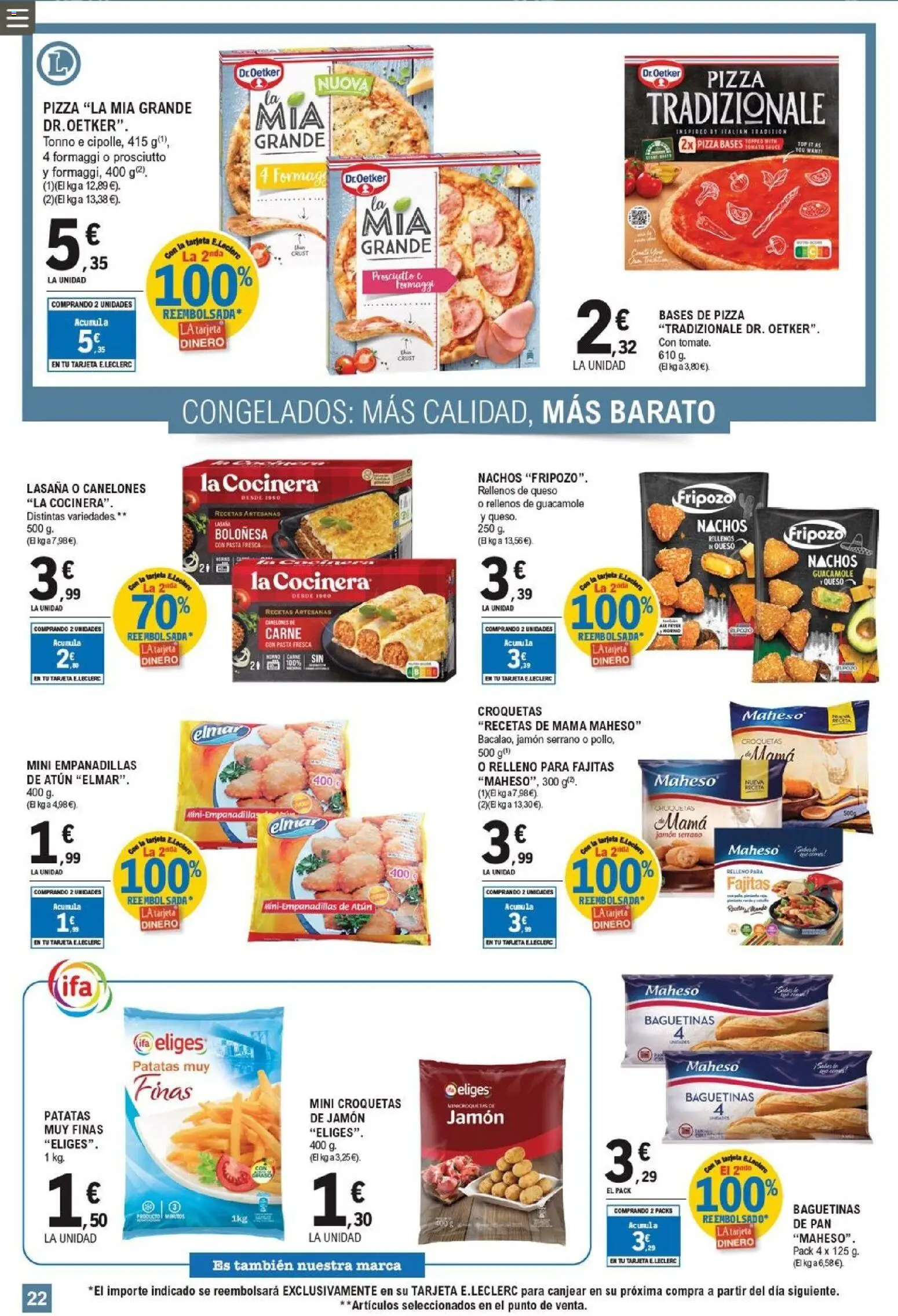E.Leclerc folleto │ válido desde el 18.05.2026 | Página: 22 | Productos: Jamón serrano, Καλτσάκια μισά, Queso, Pizza