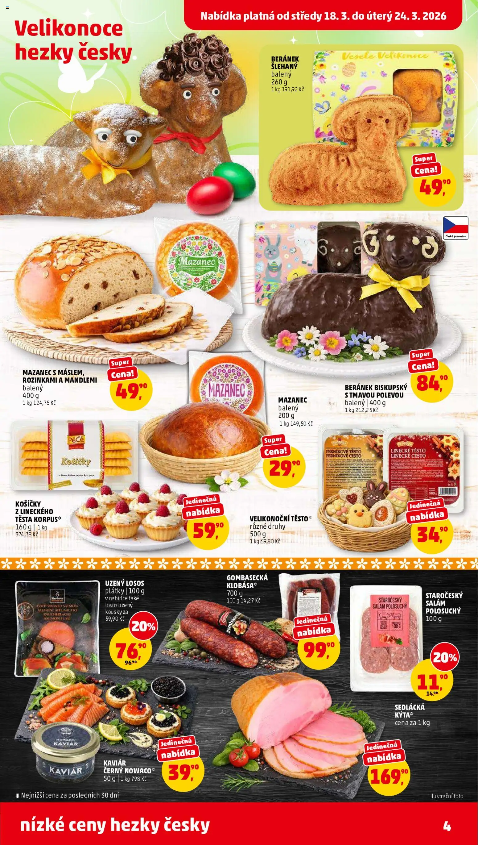 Penny Market leták od 18.03.2026 | Strana: 4 | Produkty: Linecké těsto, Kaviár, Klobása, Těsto