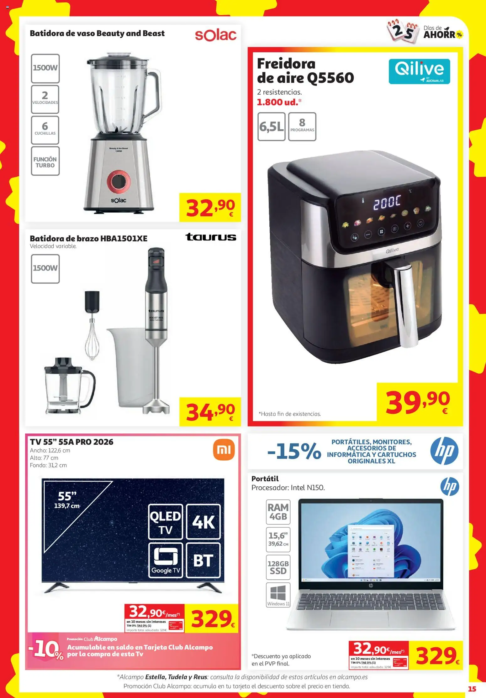 Alcampo Superstore │ válido desde el 24/09/2026 | Página: 15 | Productos: Portátil, Batidora, Freidora, Freidora de aire