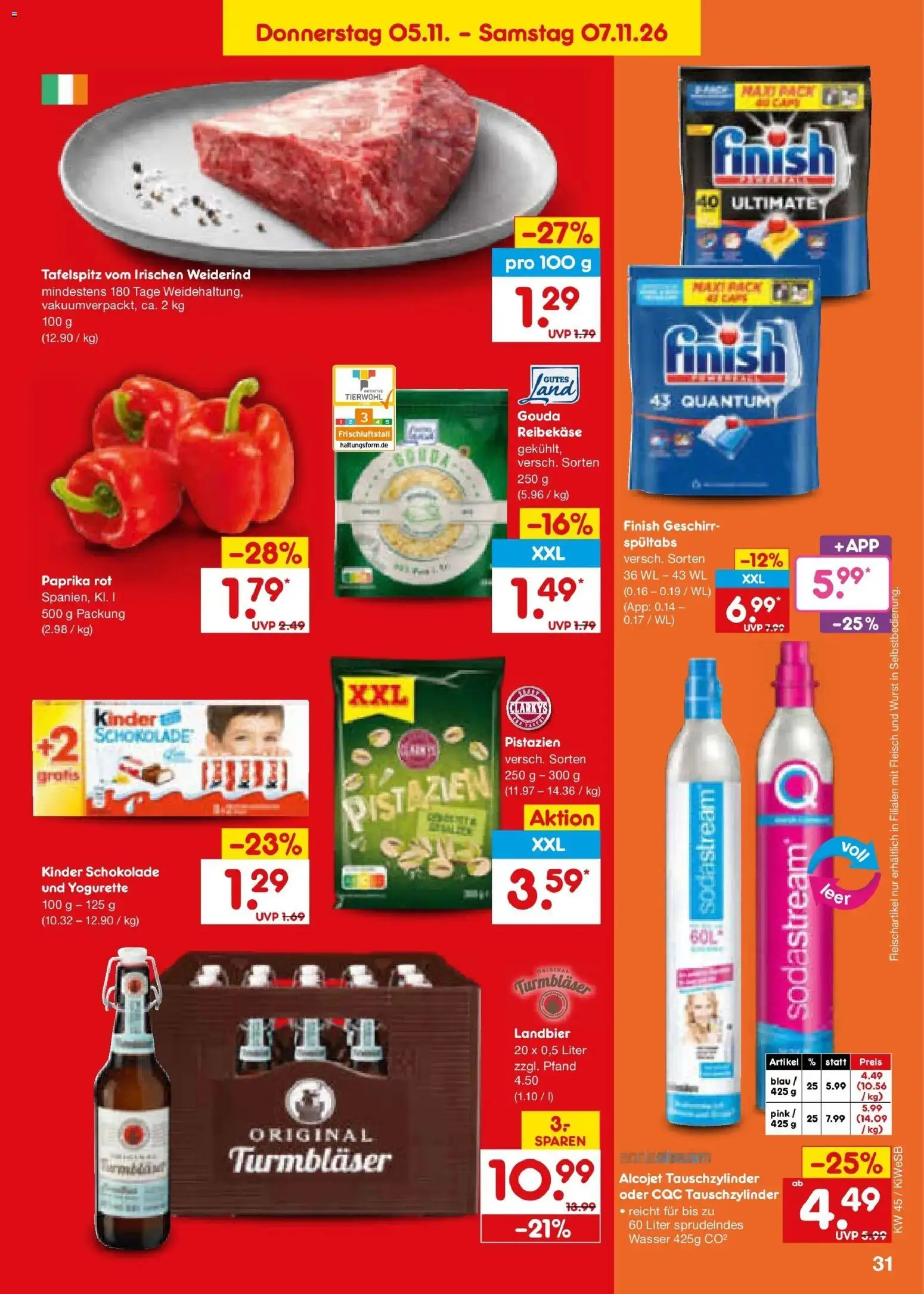Netto Marken-Discount Prospekt Bad Friedrichshall – gültig ab 02.11.2026 | Seite: 47 | Produkte: Kinder schokolade, Finish, Paprika, Sodastream