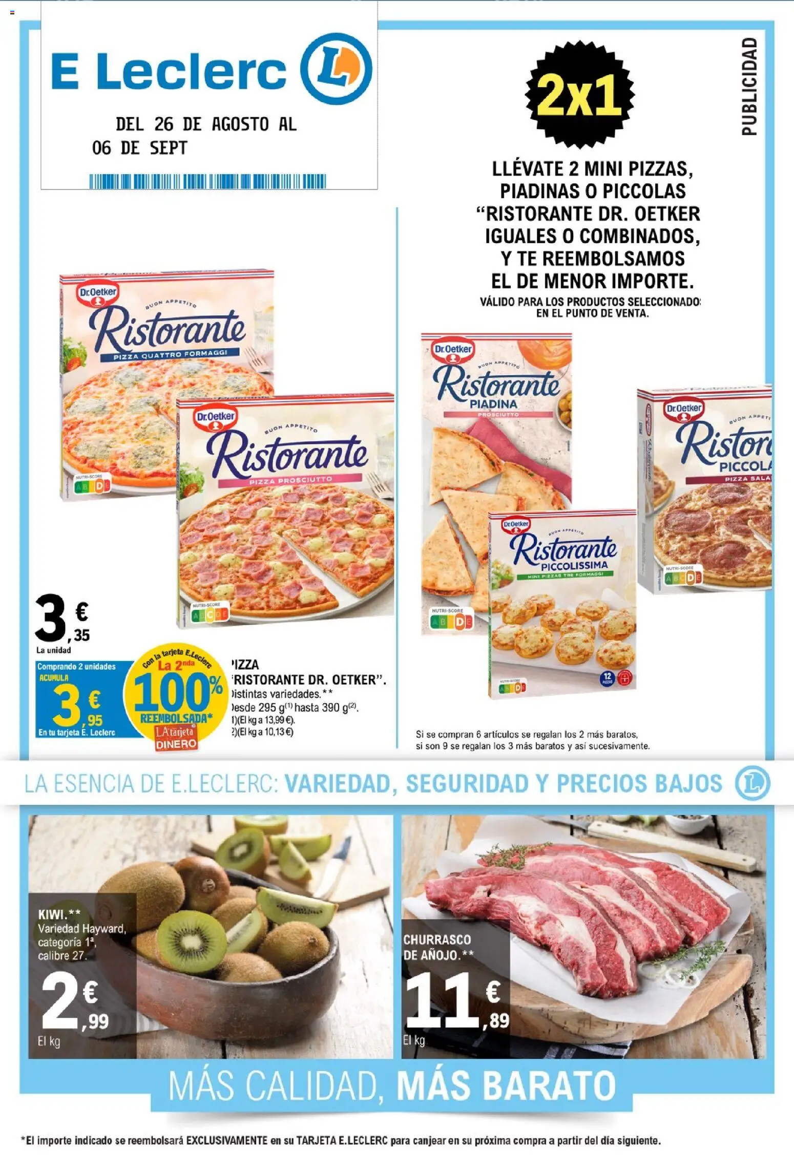 E.Leclerc Trujillo │ válido desde el 26/08/2026 | Página: 1 | Productos: Pizza, Kiwi, Té