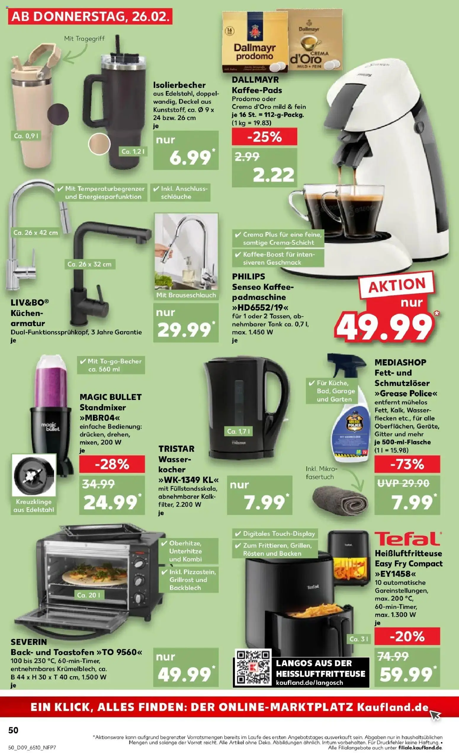 Kaufland prospekt Pfullingen	 – gültig ab 26.02.2026 | Seite: 50 | Produkte: Philips, Wasserkocher, Kaffeepads, Kaffee