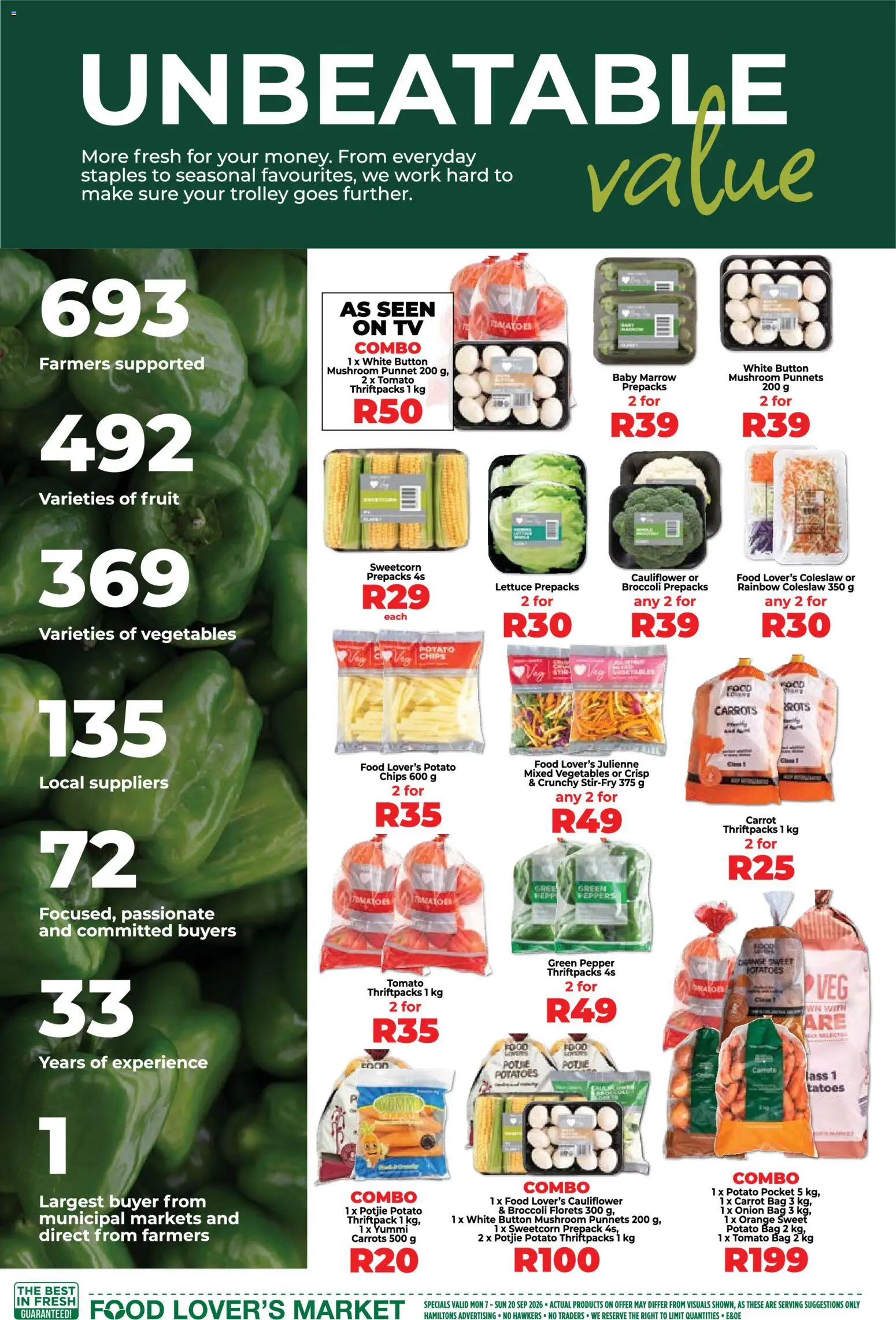 New Food Lover's Market catalogue – valid from 07/09/2026 | Page: 2 | Products: Broccoli, Chips, Vegetables, Fruit