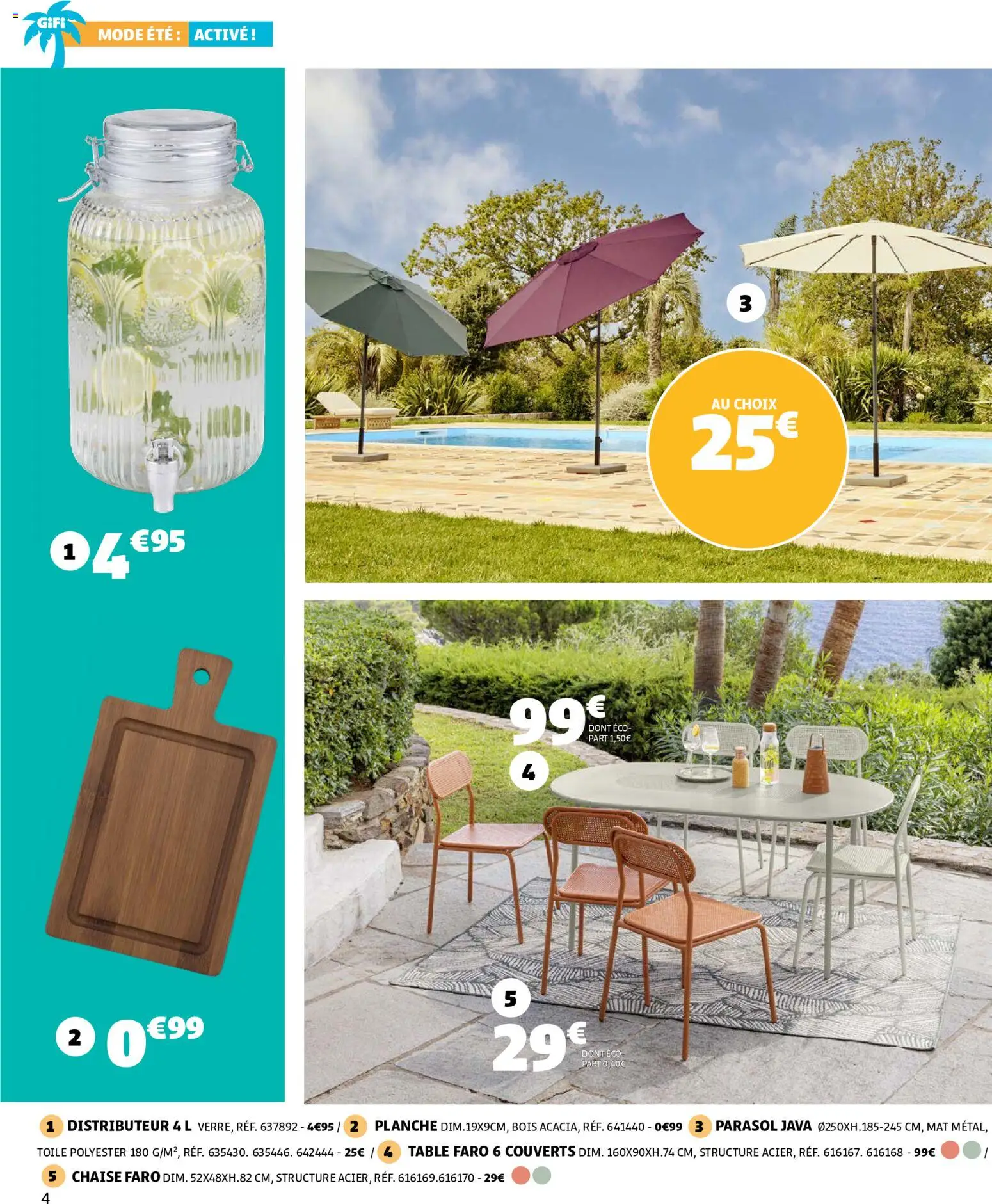 {H1} | Page: 4 | Produits: Table, Chaise, Parasol