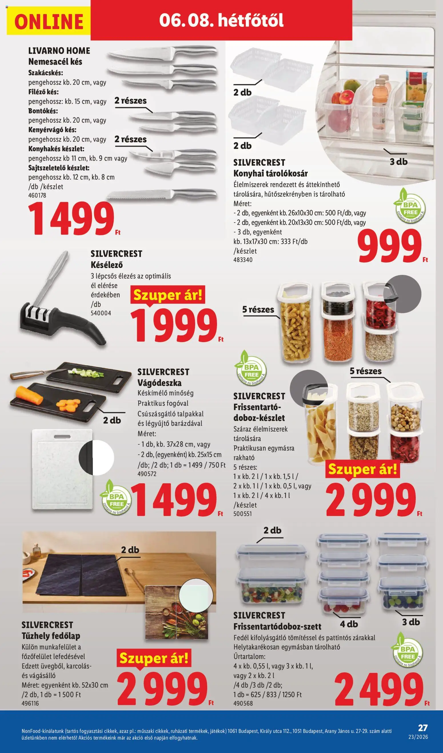 Lidl akciós ujság - amely érvényes a következő dátumtól: 04.06.2026 | Oldal: 27 | Termékek: Vágódeszka, Játékok, Késélező, Kés