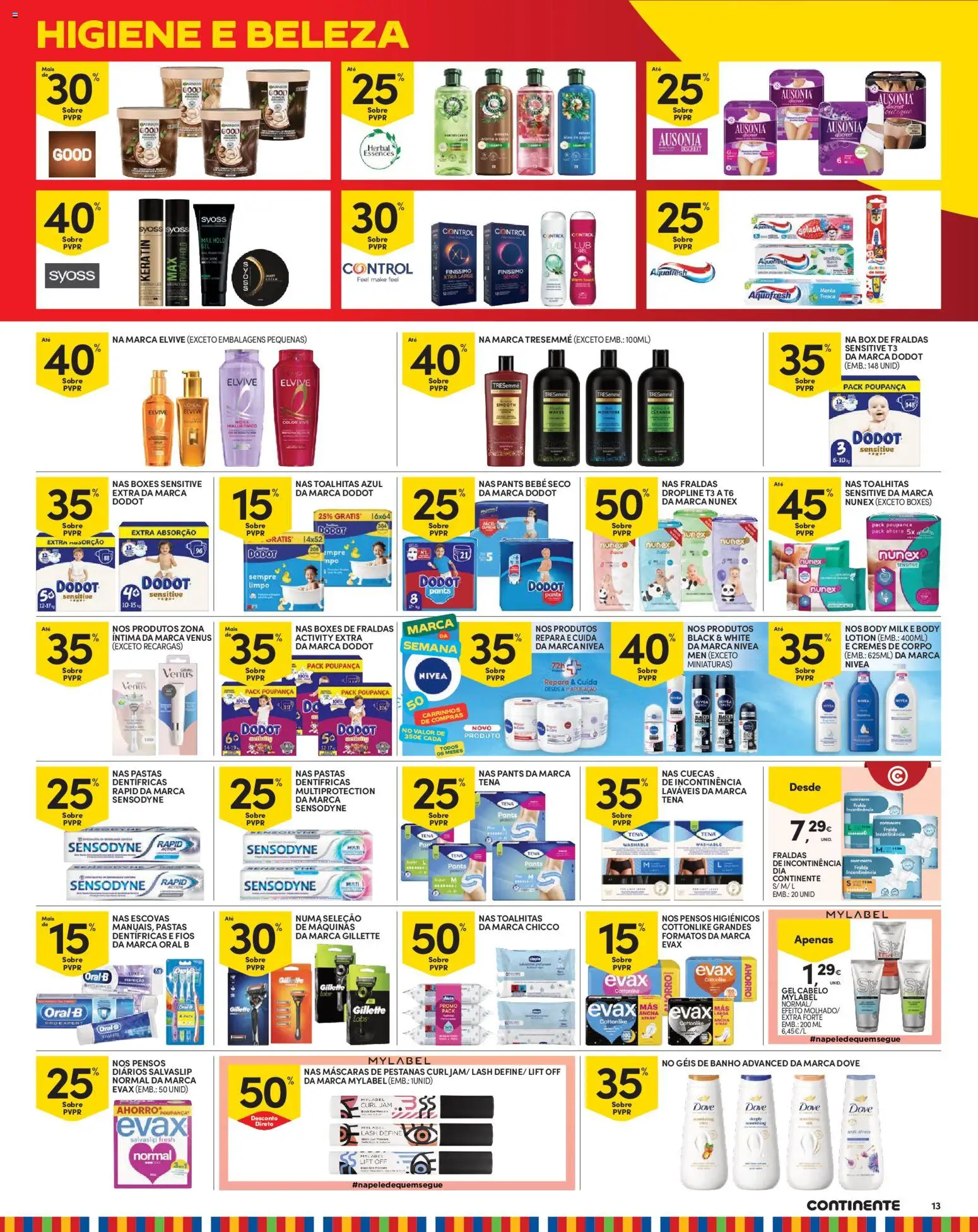Continente folheto Madeira │ válido de 13/10/2026 | Página: 13 | Produtos: Pensos higiénicos, Fraldas, Banho, Cuecas