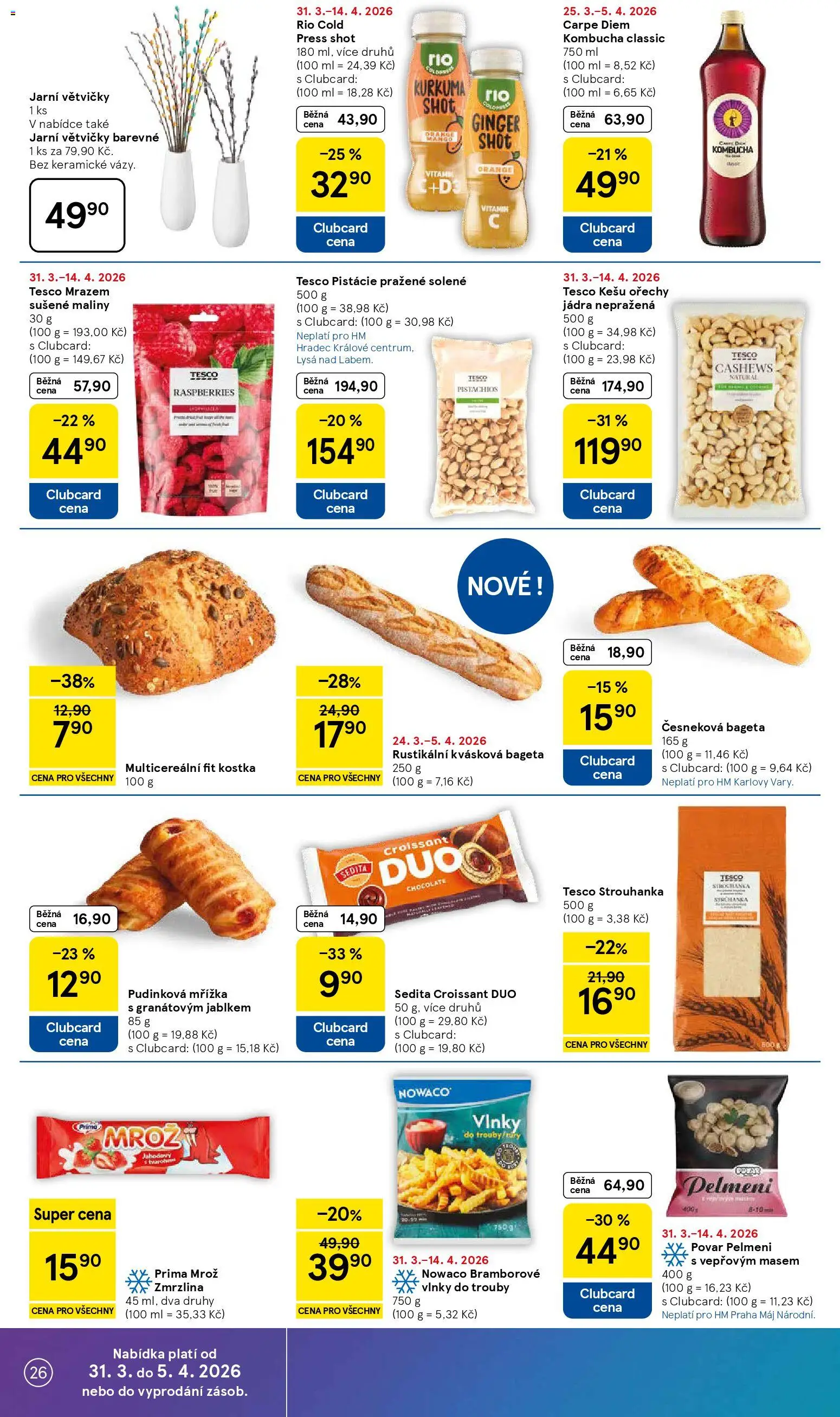 Tesco leták - Hypermarket od 31.03.2026 | Strana: 26 | Produkty: Kešu ořechy, Kešu, Maliny, Kurkuma