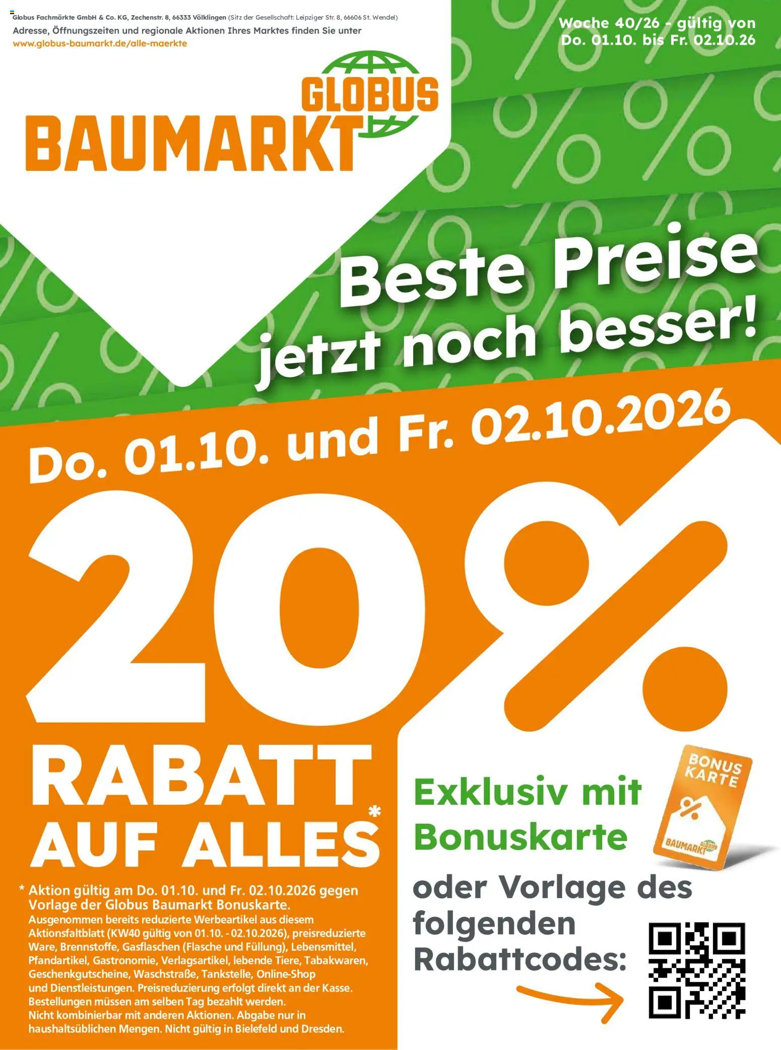 Globus Baumarkt Prospekt Berlin-Treptow – gültig ab 01.10.2026 | Seite: 1
