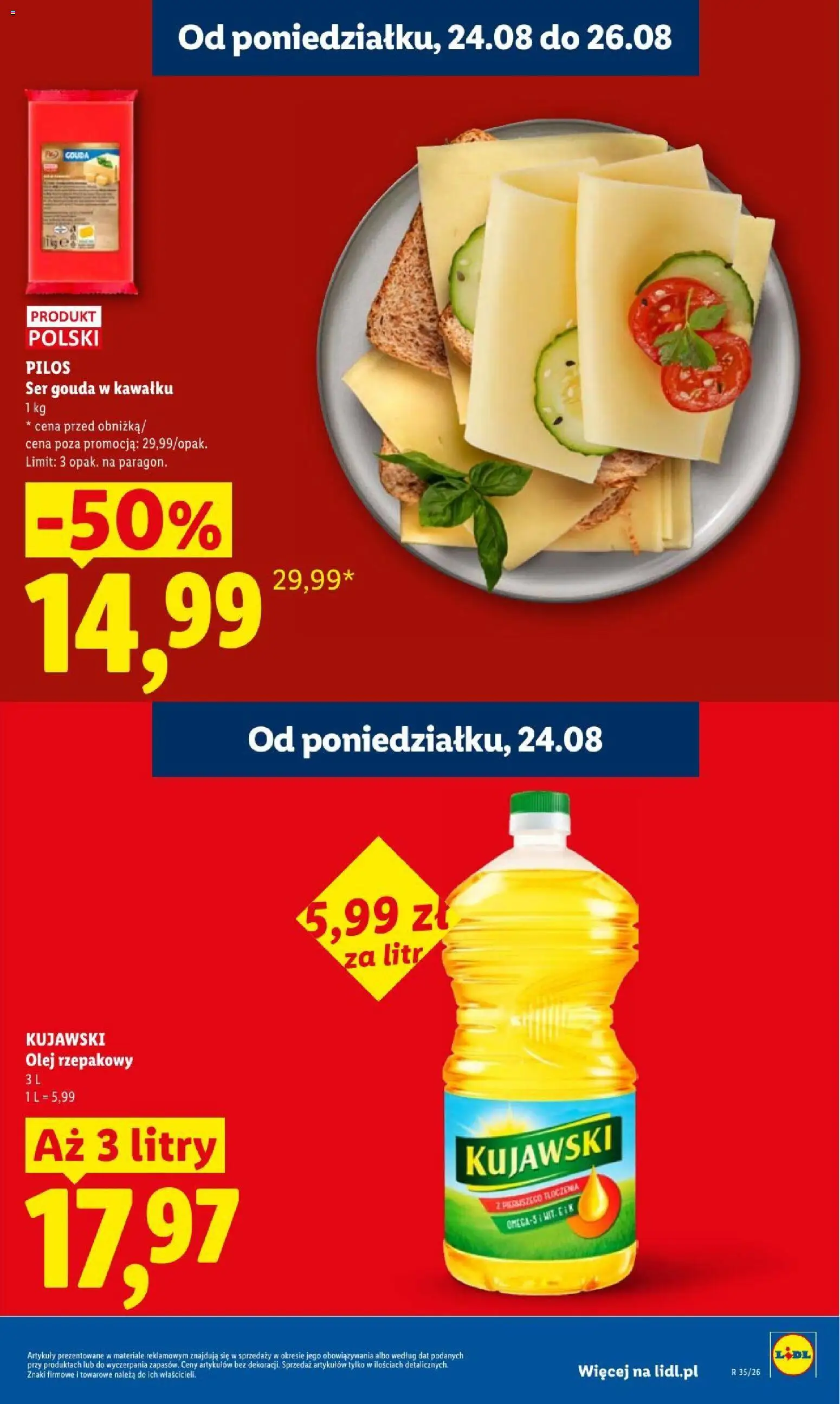 Lidl gazetka od 24.08.2026 | Strona: 11 | Produkty: Olej rzepakowy, Ser, Olej, Ser gouda