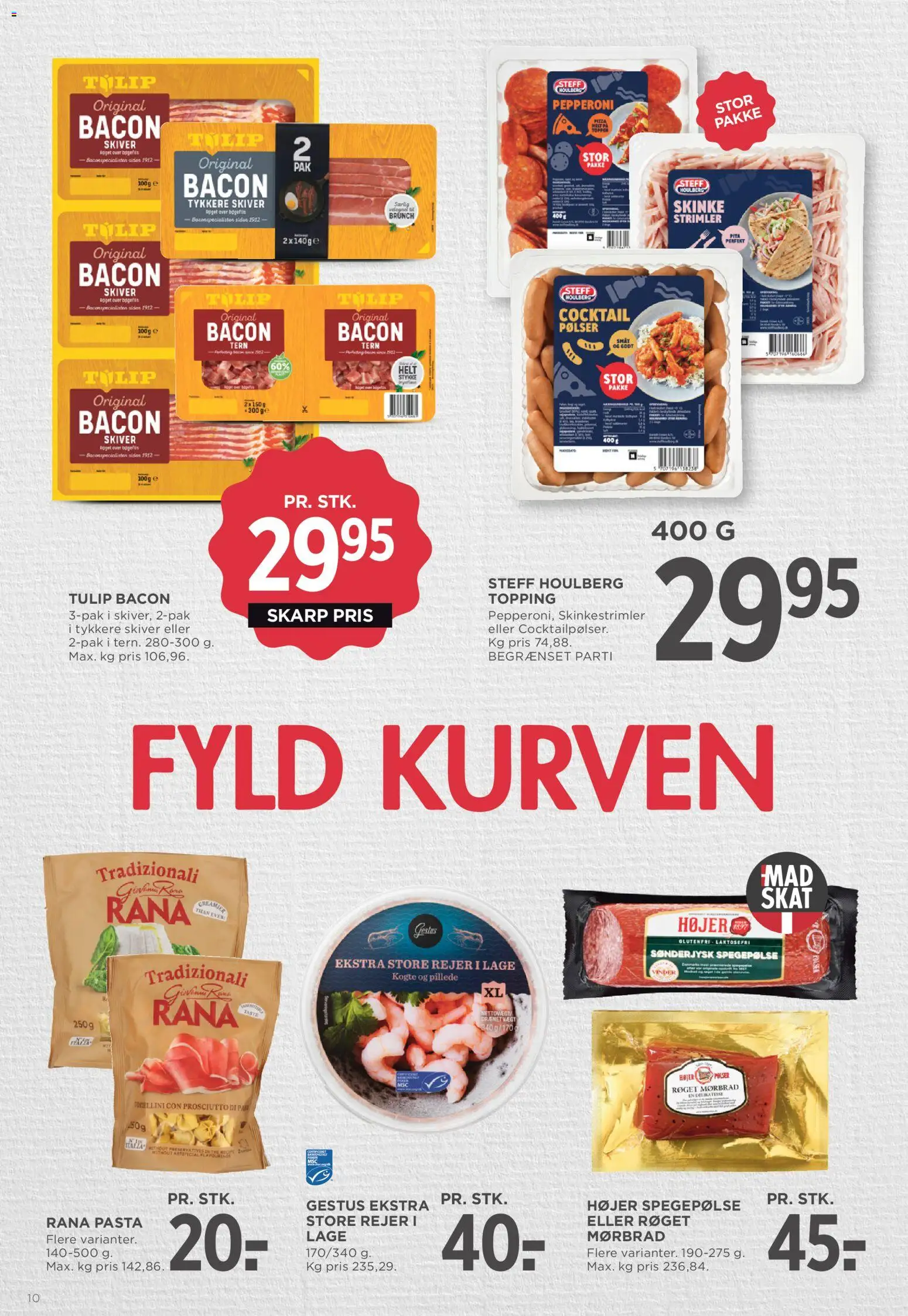 Meny tilbudsavis – gyldig fra 06.06.2026 | Side: 10 | Produkter: Pølser, Skinke, Pasta, Bacon