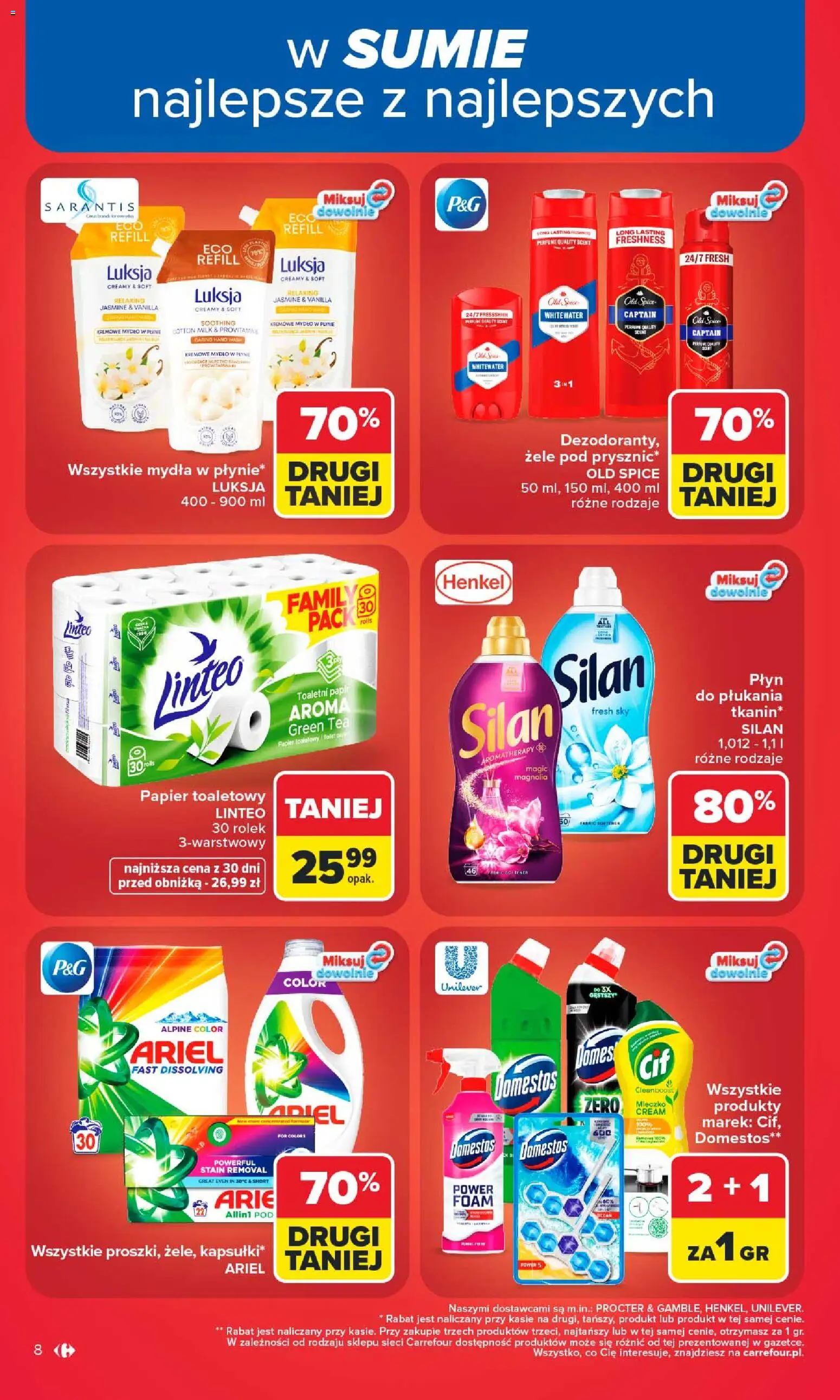 Carrefour gazetka od 08.06.2026 | Strona: 10 | Produkty: Kremowe mydło w płynie, Ariel, Domestos, Old spice