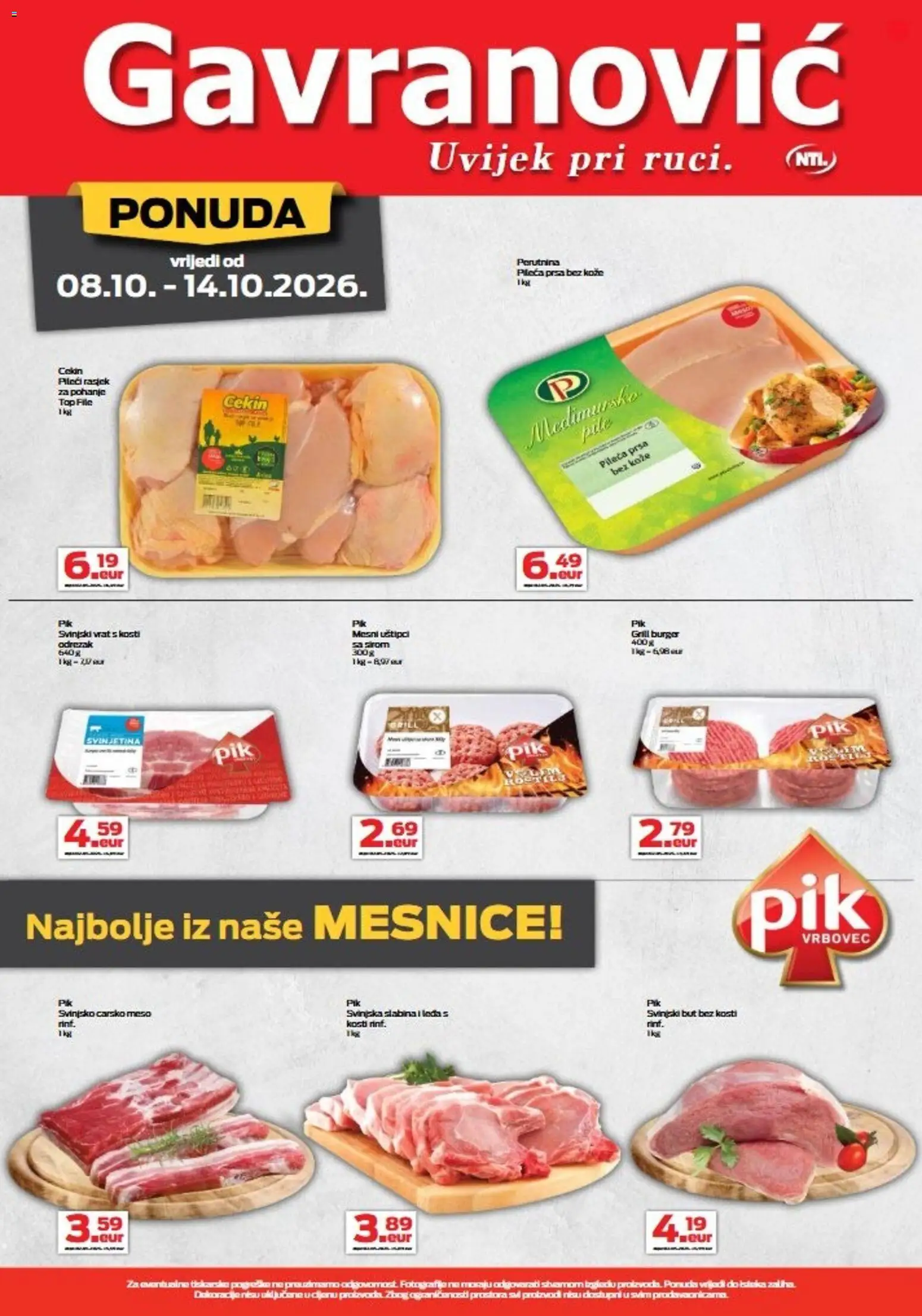 Gavranović katalog | vrijedi od 08.10.2026 | Stranica: 5 | Proizvodi: Vrat, Meso, Grill, Pileća prsa