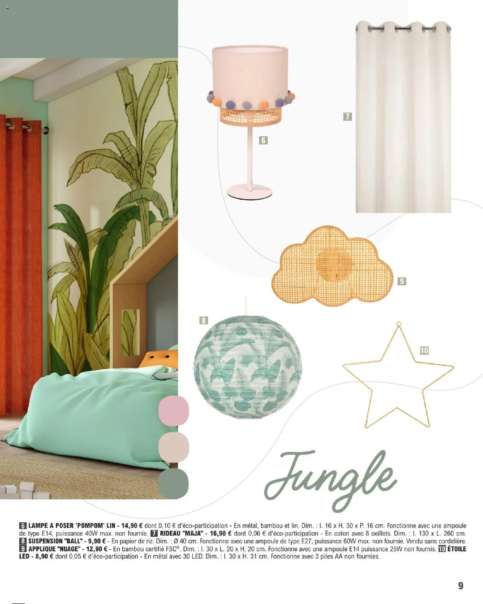 {H1} | Page: 9 | Produits: Coton, Suspension, Lampe, Rideau