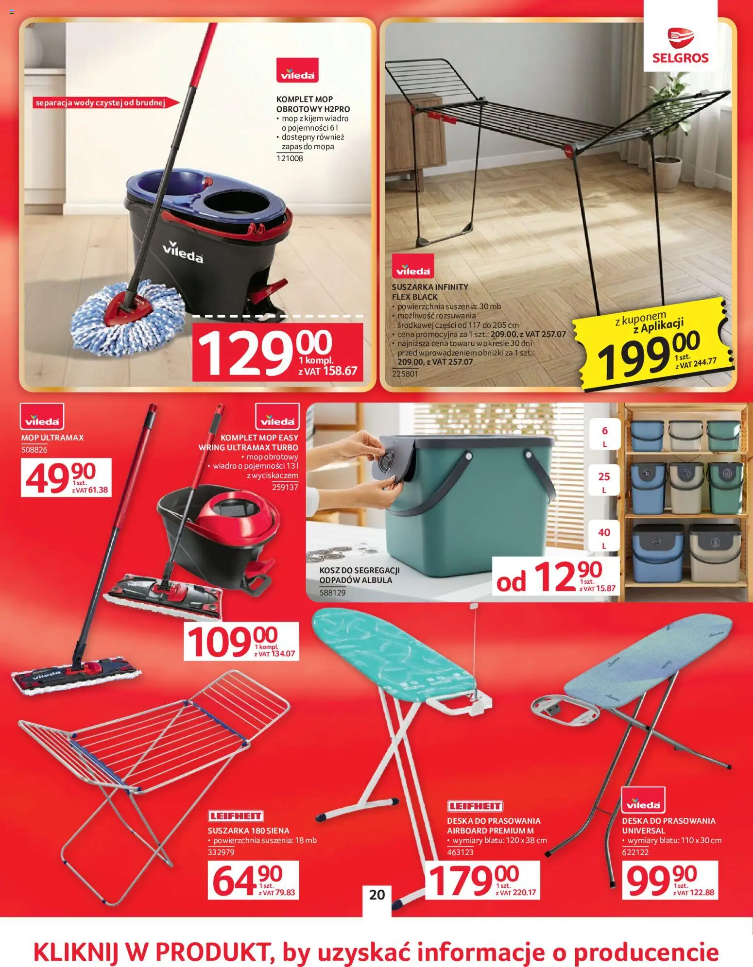 Selgros cash&carry gazetka - Oferta przemysłowa od 02.06.2026 | Strona: 23 | Produkty: Suszarka, Kosz, Deska do prasowania, Mop obrotowy